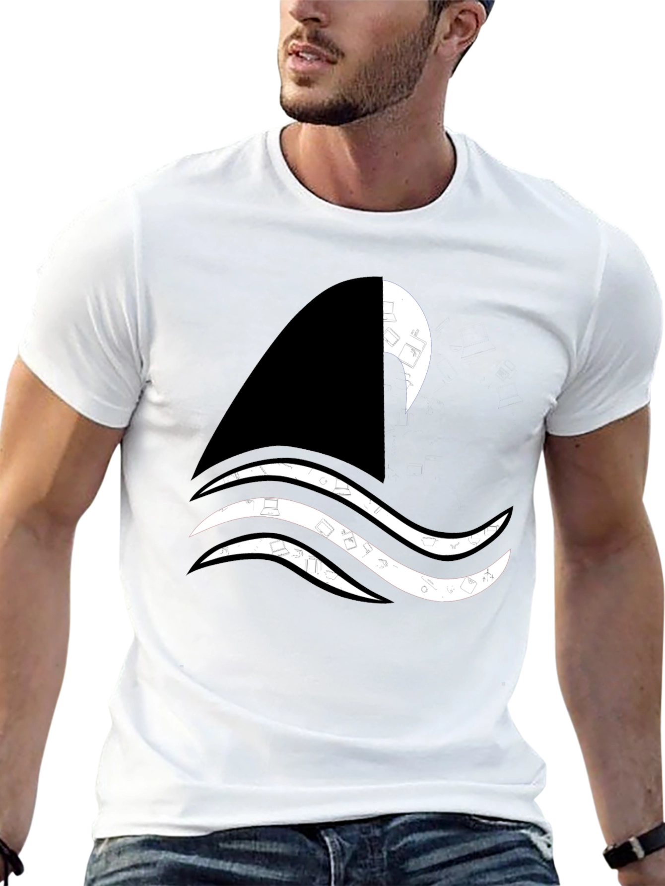 Shark Wave Graphic Tee - Black