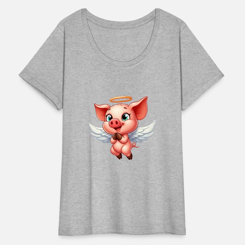 Pig angel with wings and halo on the farm