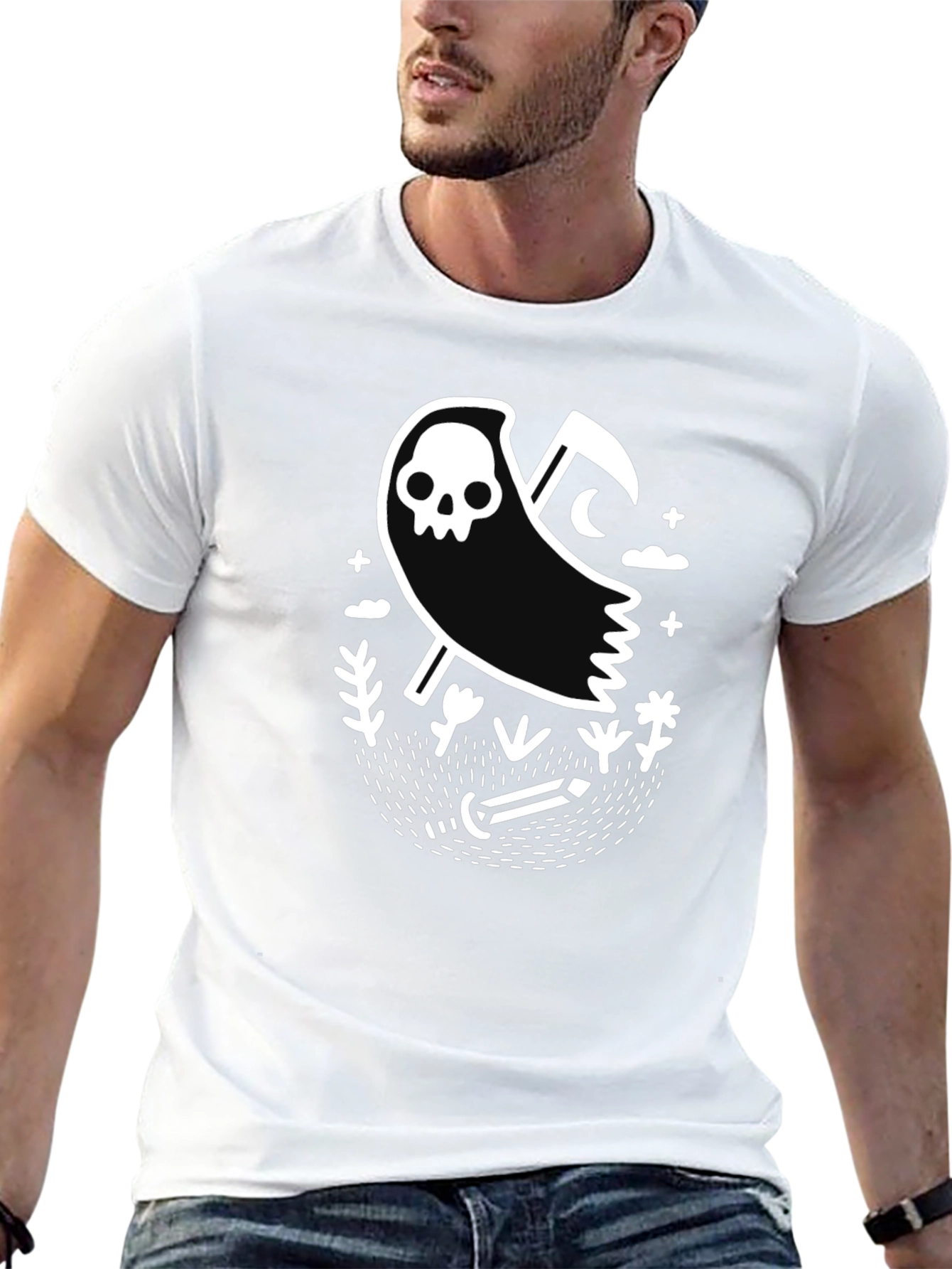 Grim Reaper Graphic Tee - Black Cotton T-Shirt