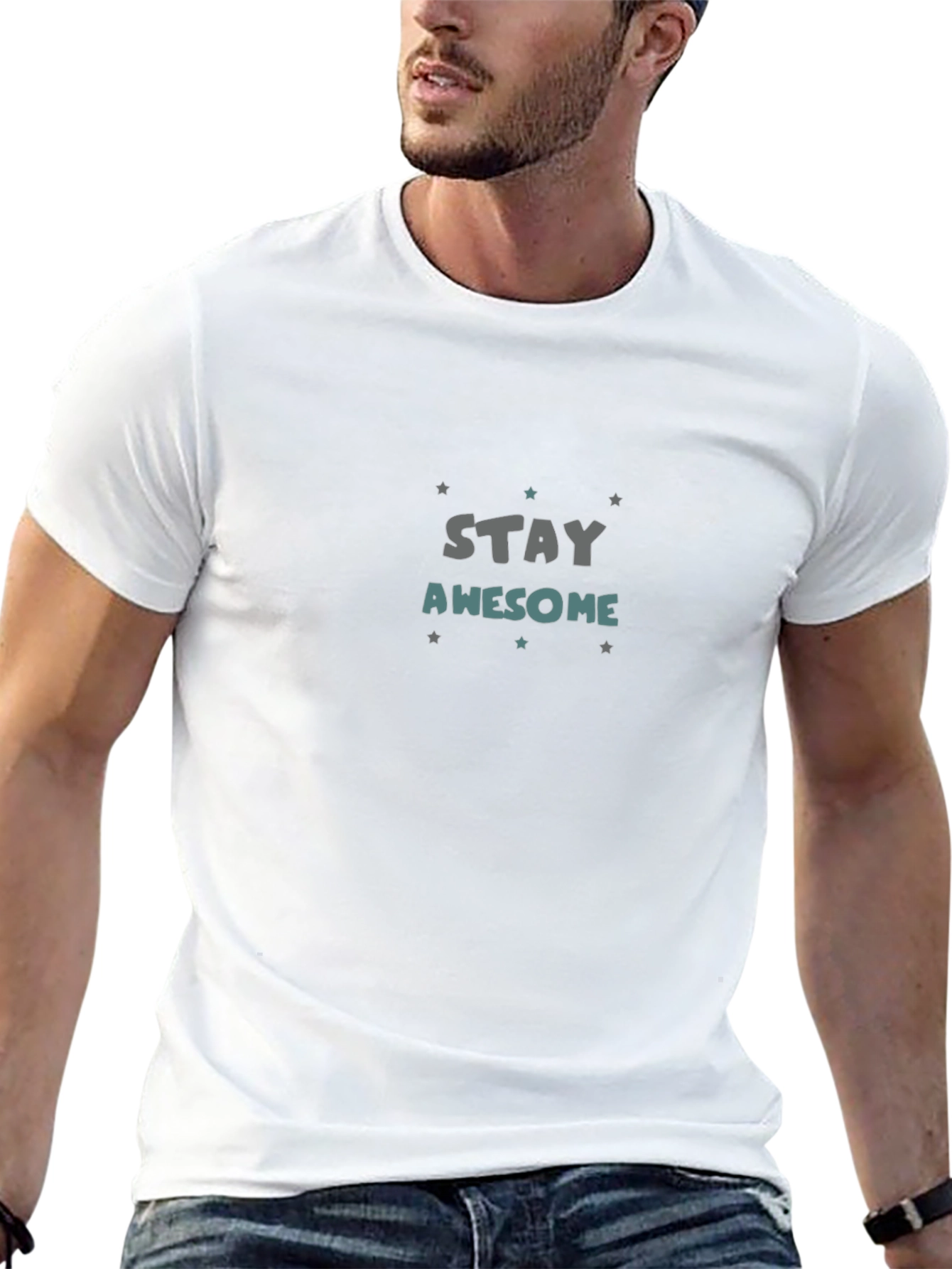 Stay Awesome Graphic T-Shirt - Trendy Casual Tee