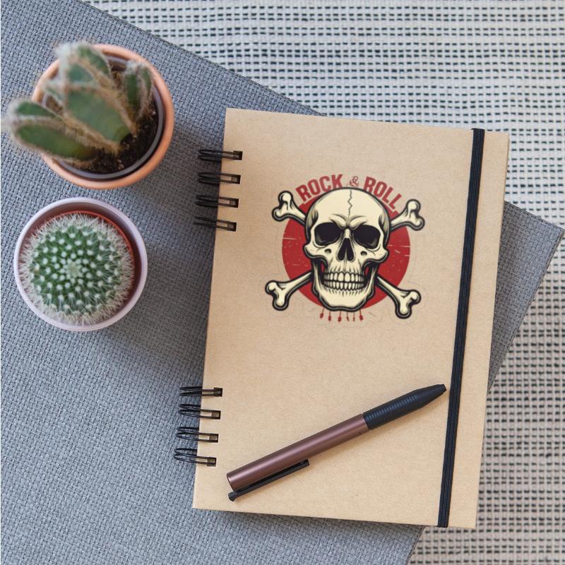 Rock Roll Skull Sticker Tee Collection