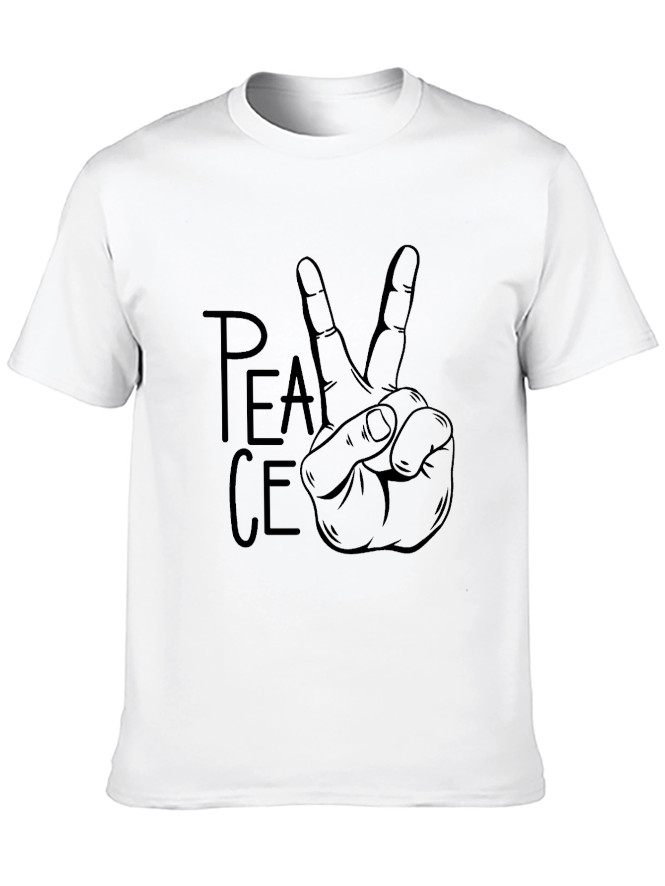Peace Sign Graphic Tee - Black Cotton Casual Top