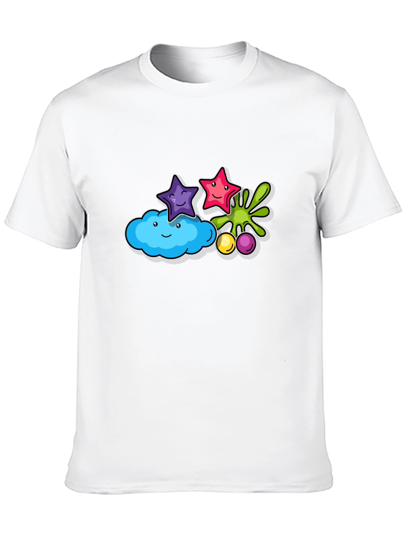 Cartoon Star Cloud Black T-Shirt