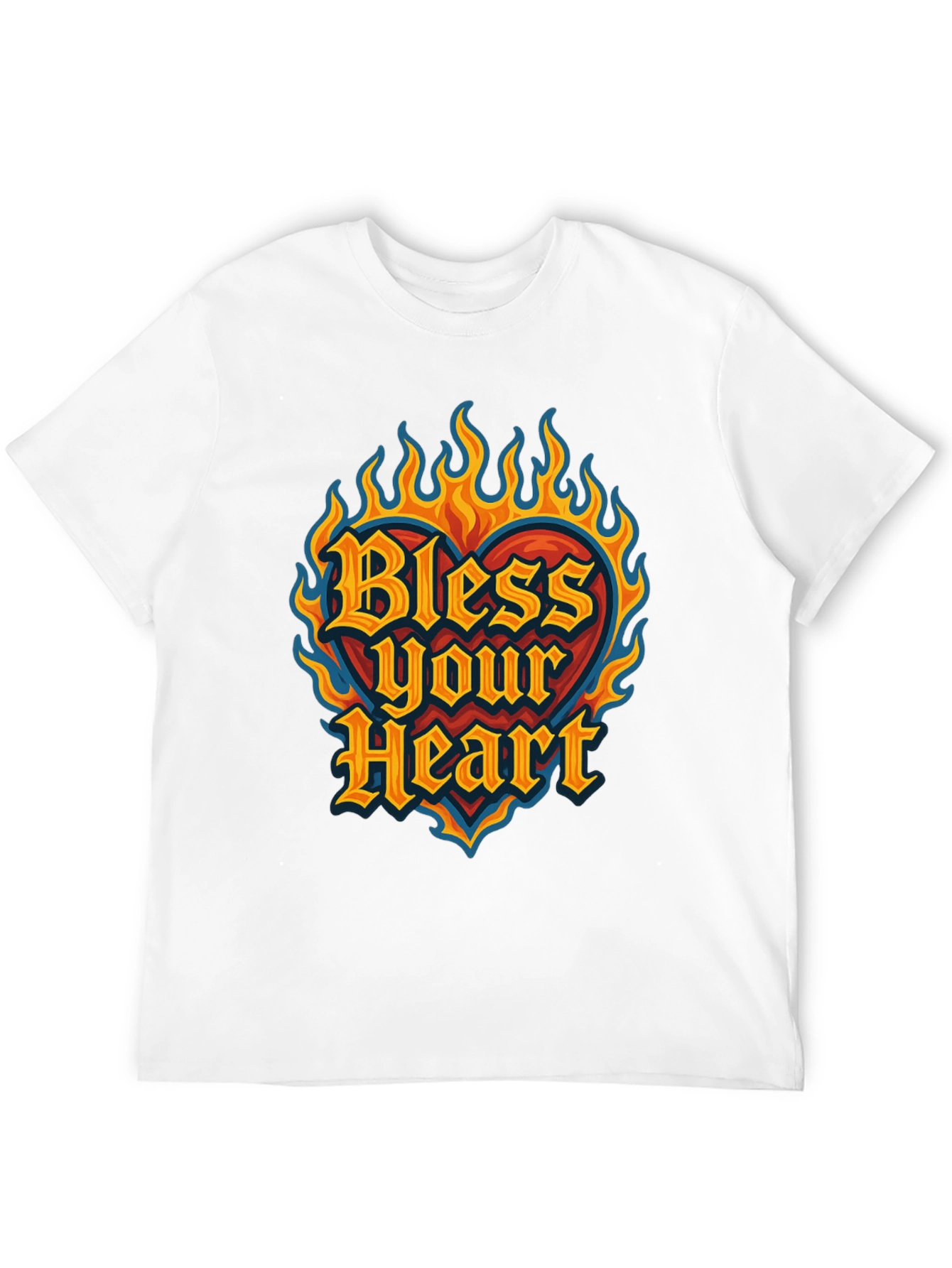 Bless Your Heart Graphic Tee - Flaming Heart Design
