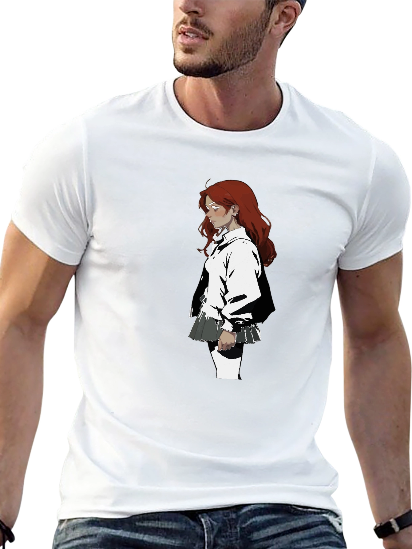 Anime Girl Graphic Black T-Shirt