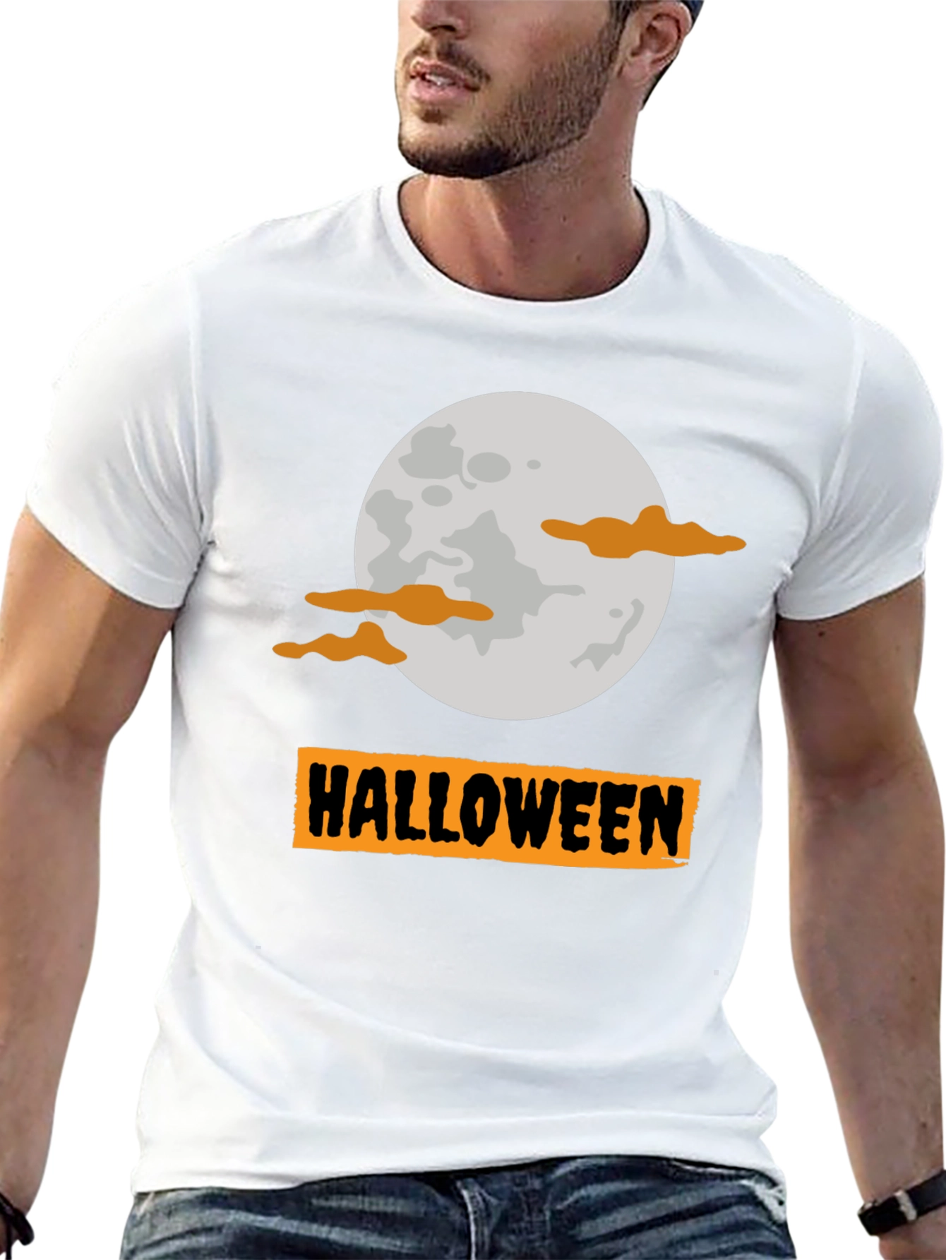 Halloween Moon Graphic Tee - Spooky Season Shirt