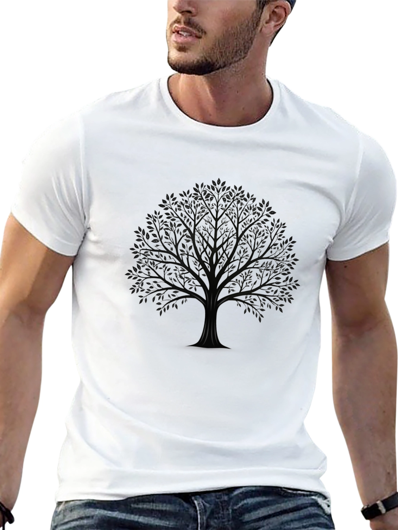 Mens Black Tree Graphic T-Shirt