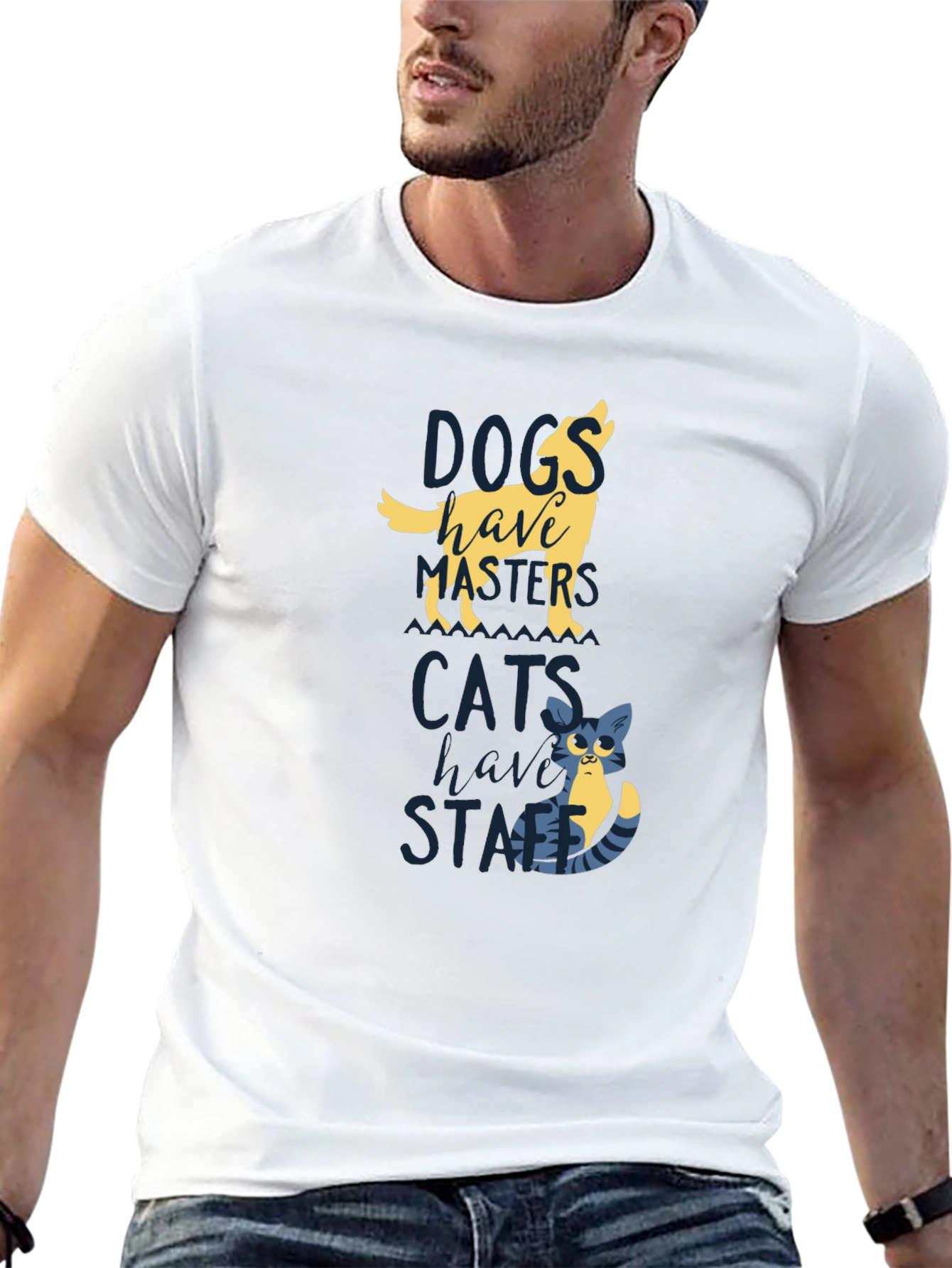 Dogs Have Masters Cats Have Staff T-Shirt