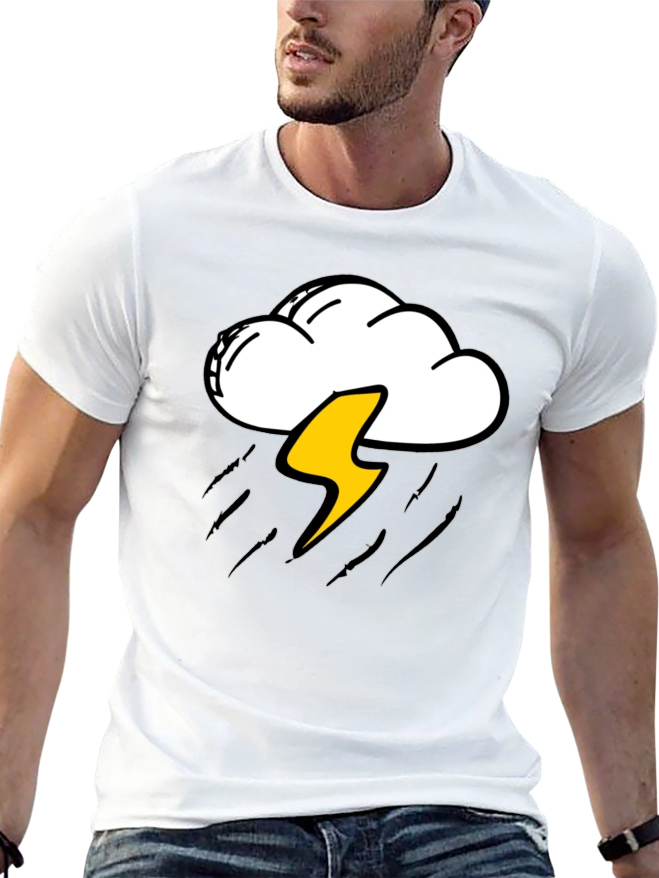 Storm Cloud & Lightning Bolt Graphic T-Shirt
