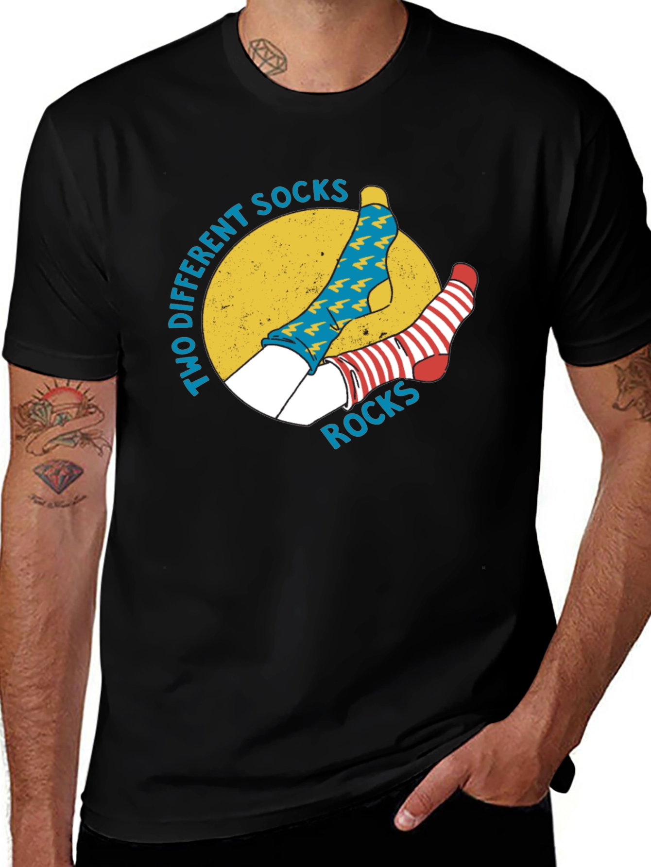 Two Different Socks Rocks Graphic T-Shirt