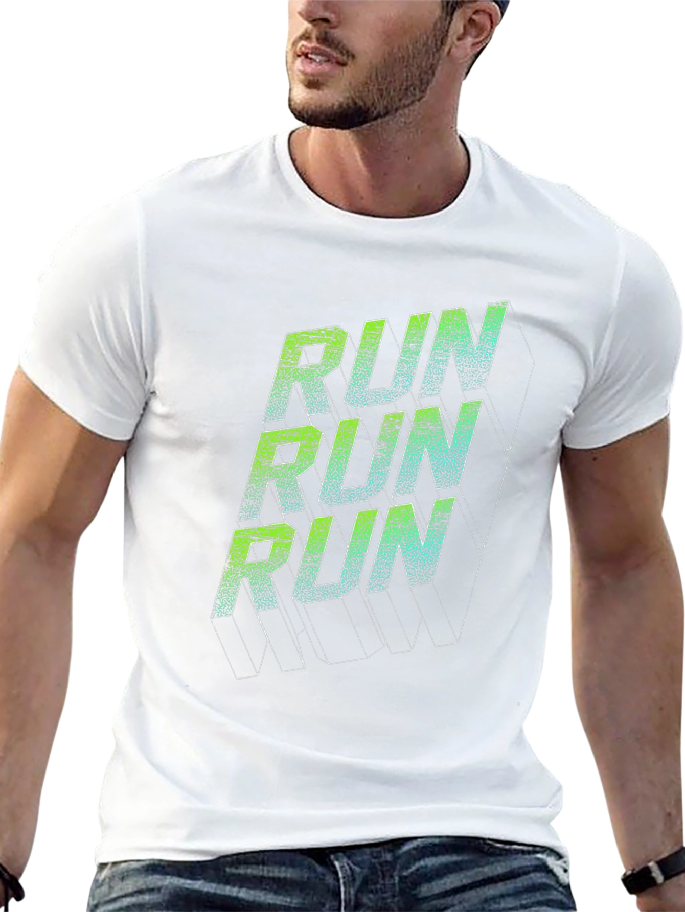 Run Graphic Print Black T-Shirt