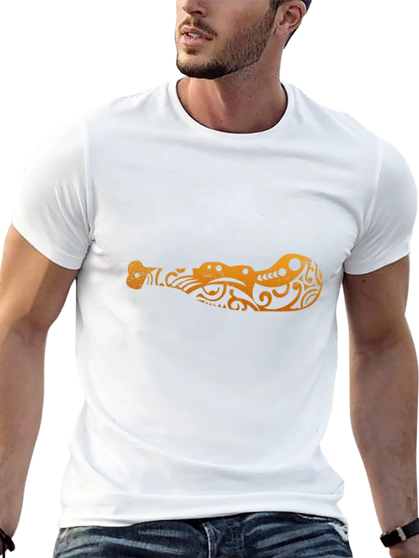 Tribal Alligator Graphic Black T-Shirt