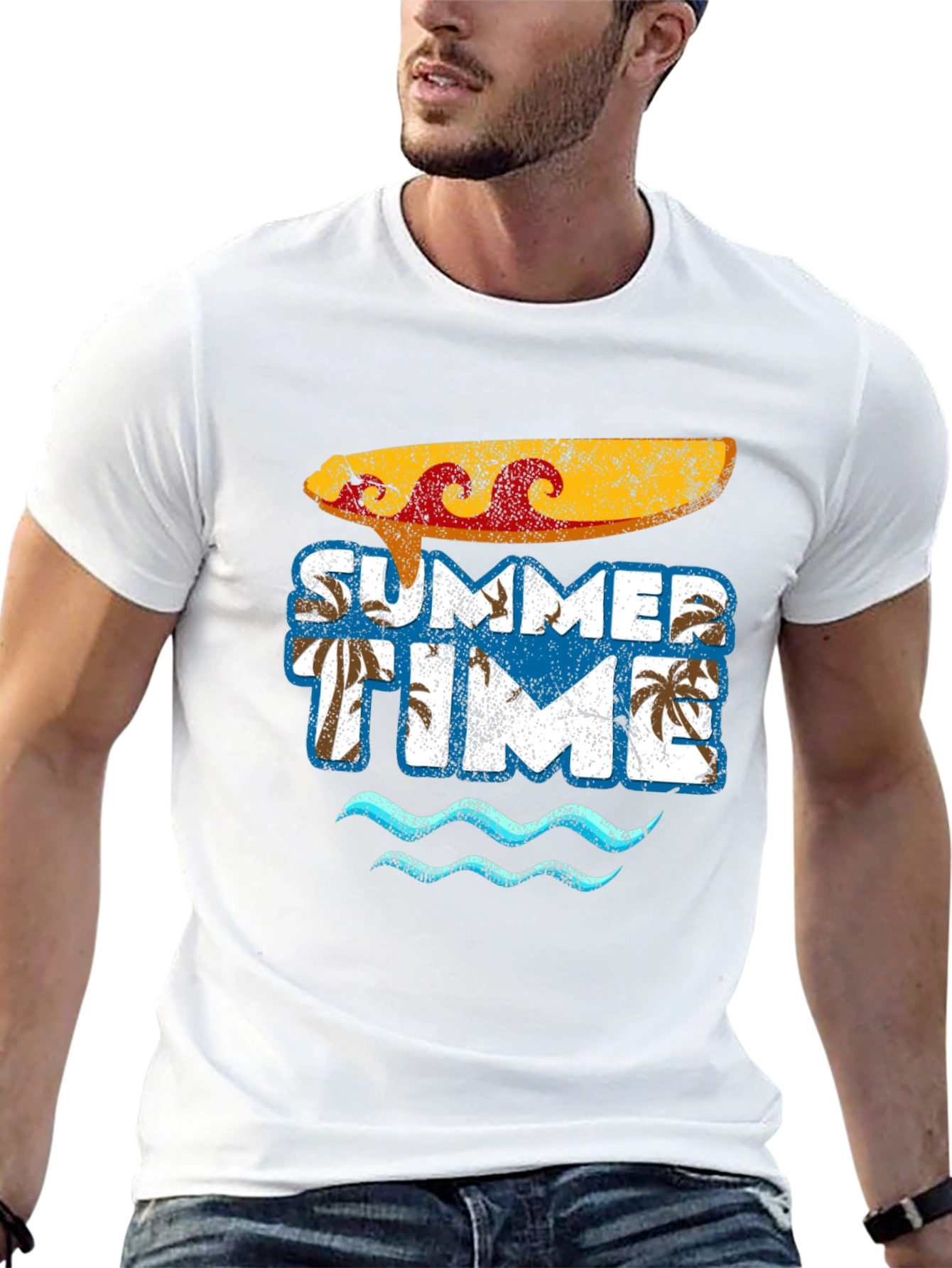 Summer Time Surfboard Graphic Tee - Casual Beach Vibes