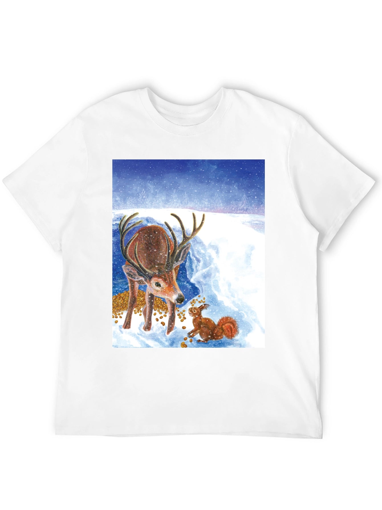 Winter Deer and Squirrel Graphic Tee