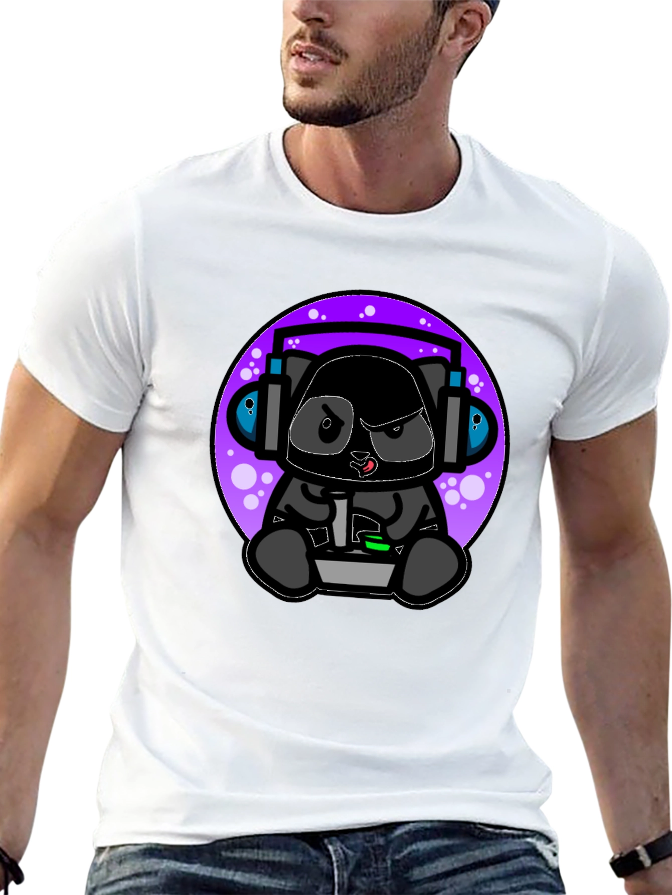 Gamer Panda Black T-Shirt