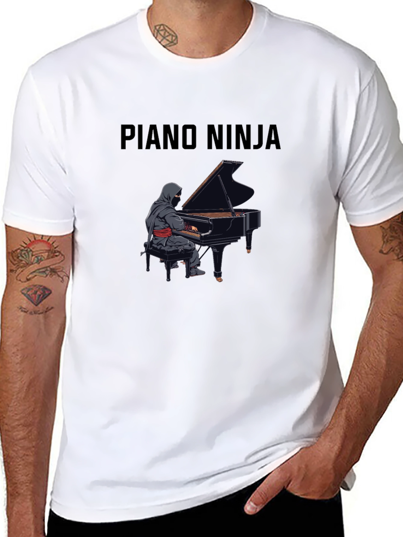Piano Ninja Black T-Shirt - Musical Master Tee