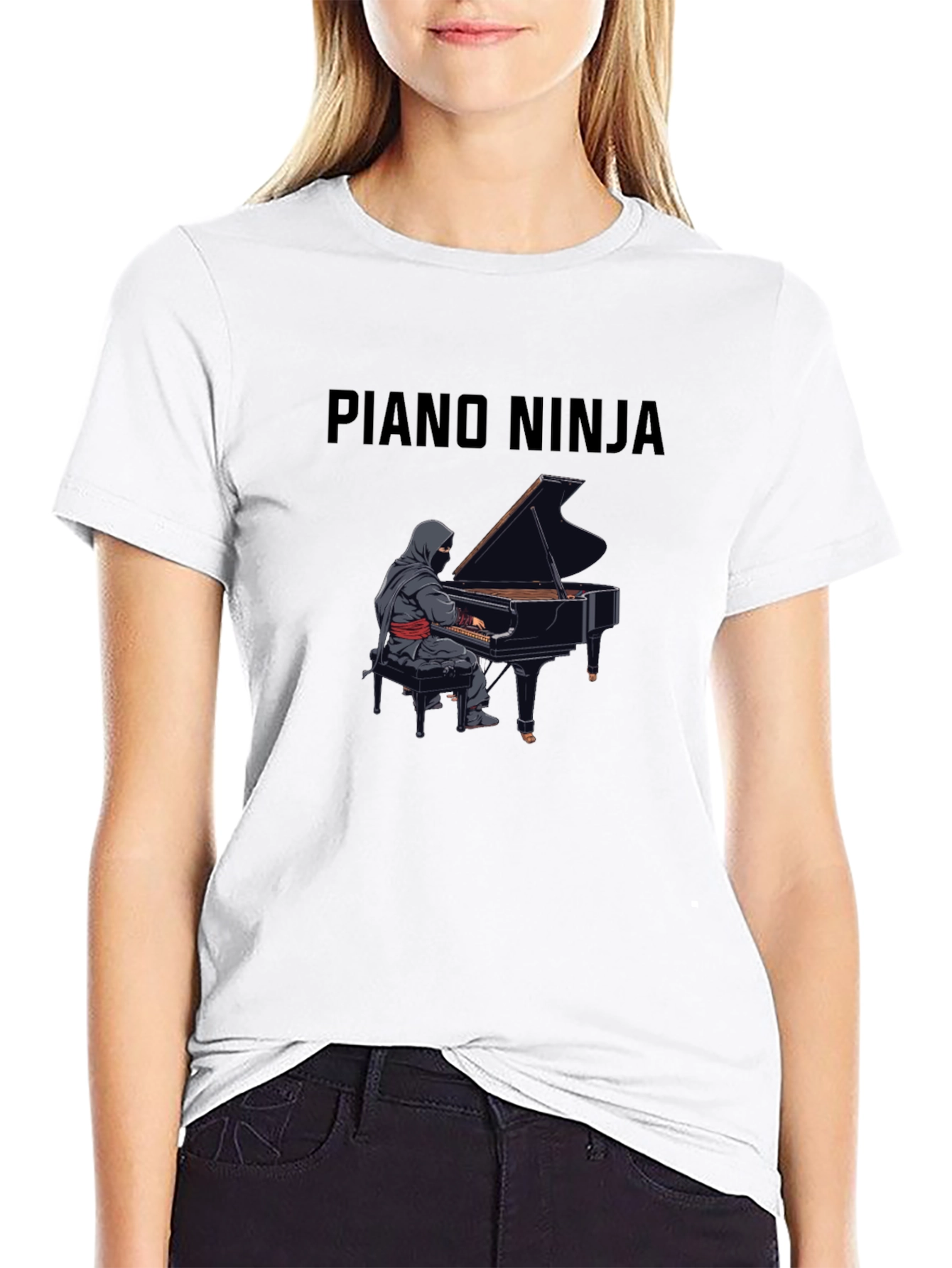 Piano Ninja Black T-Shirt - Musical Master Tee