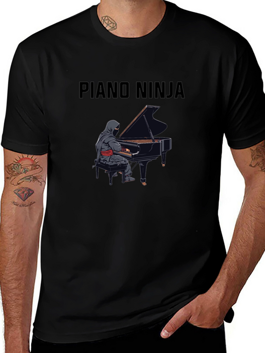 Piano Ninja Black T-Shirt - Musical Master Tee