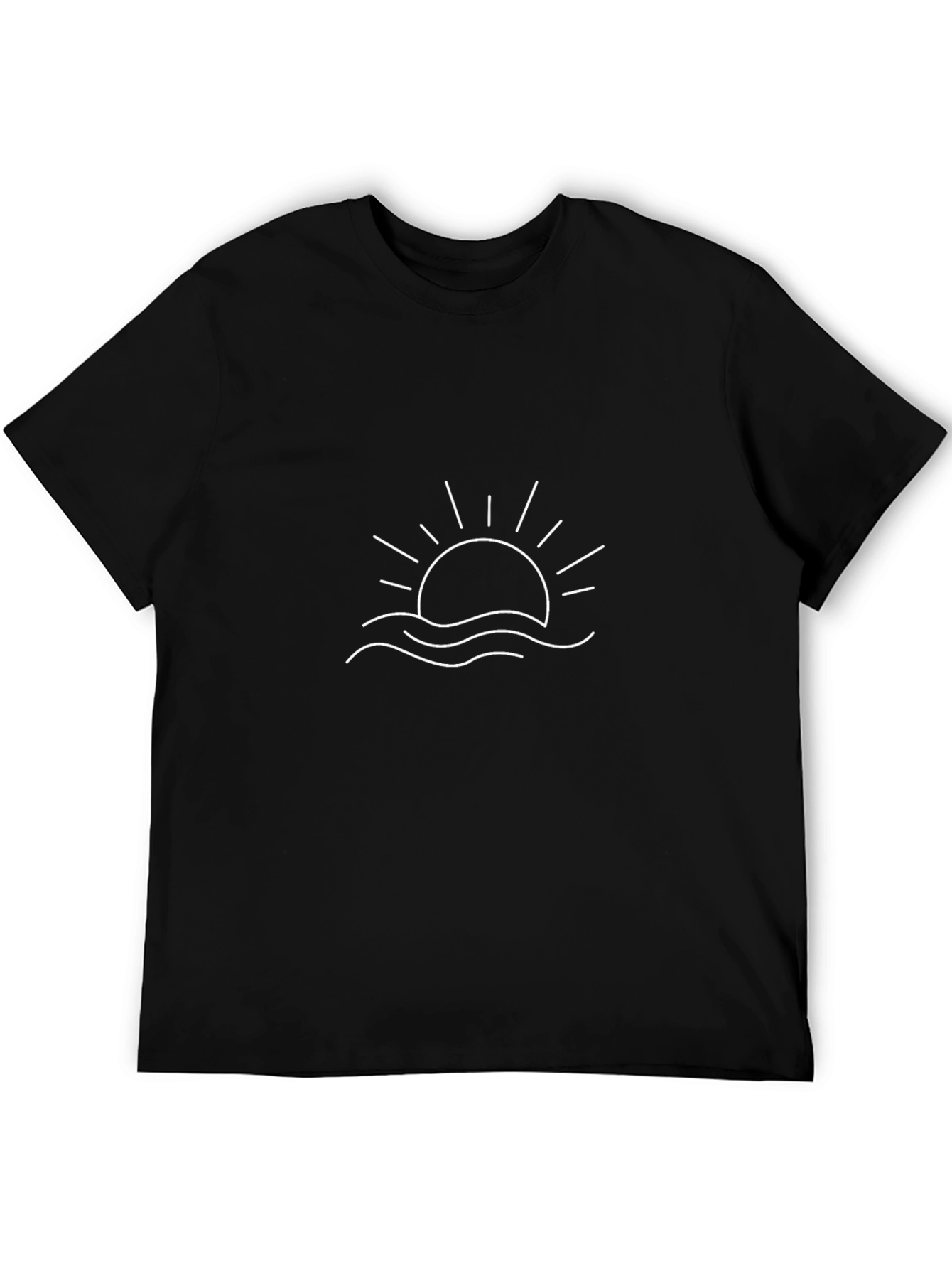 Minimalist Sun & Waves Black T-Shirt