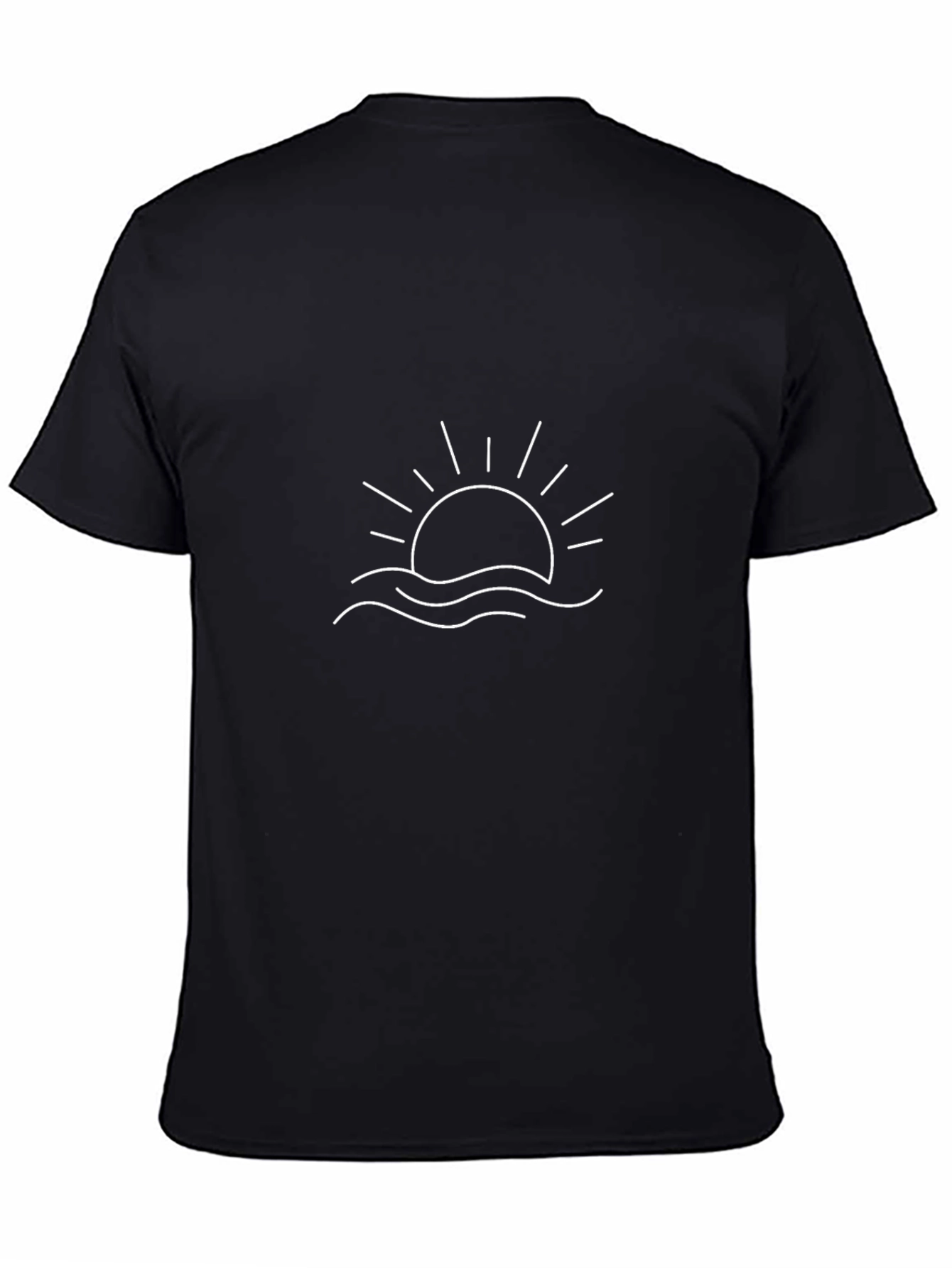 Minimalist Sun & Waves Black T-Shirt