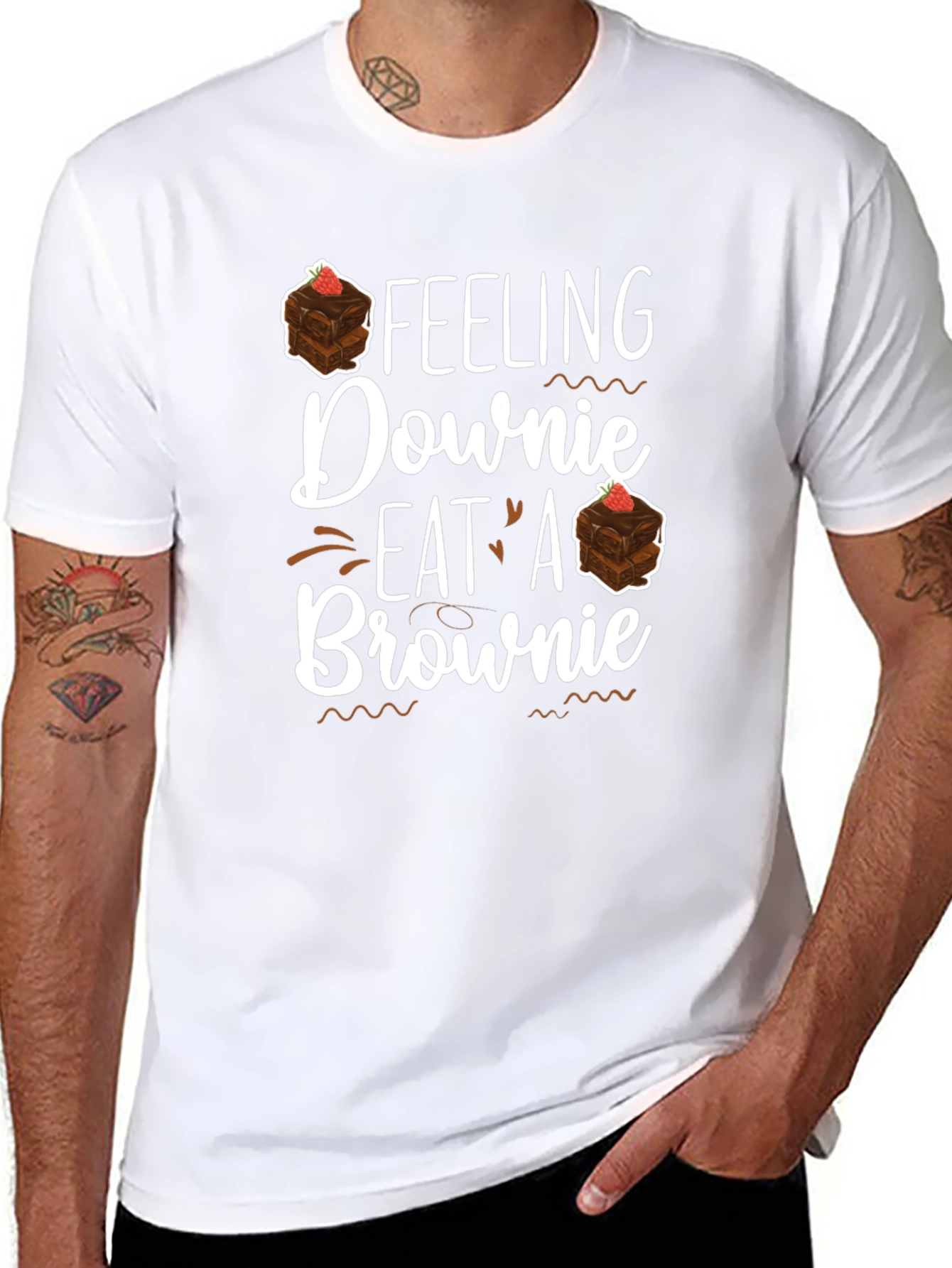 Feeling Downie? Eat a Brownie Black T-Shirt