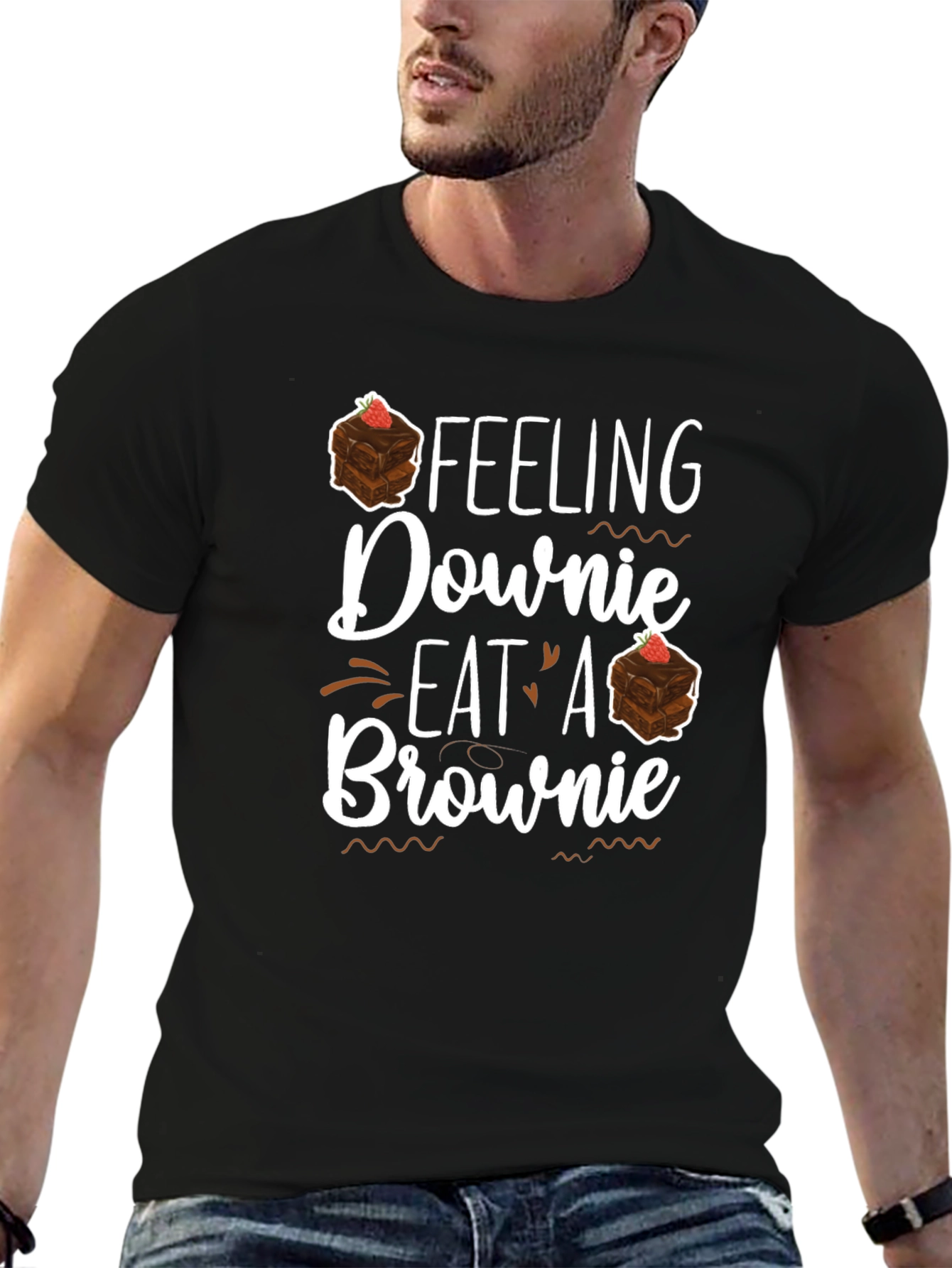 Feeling Downie? Eat a Brownie Black T-Shirt