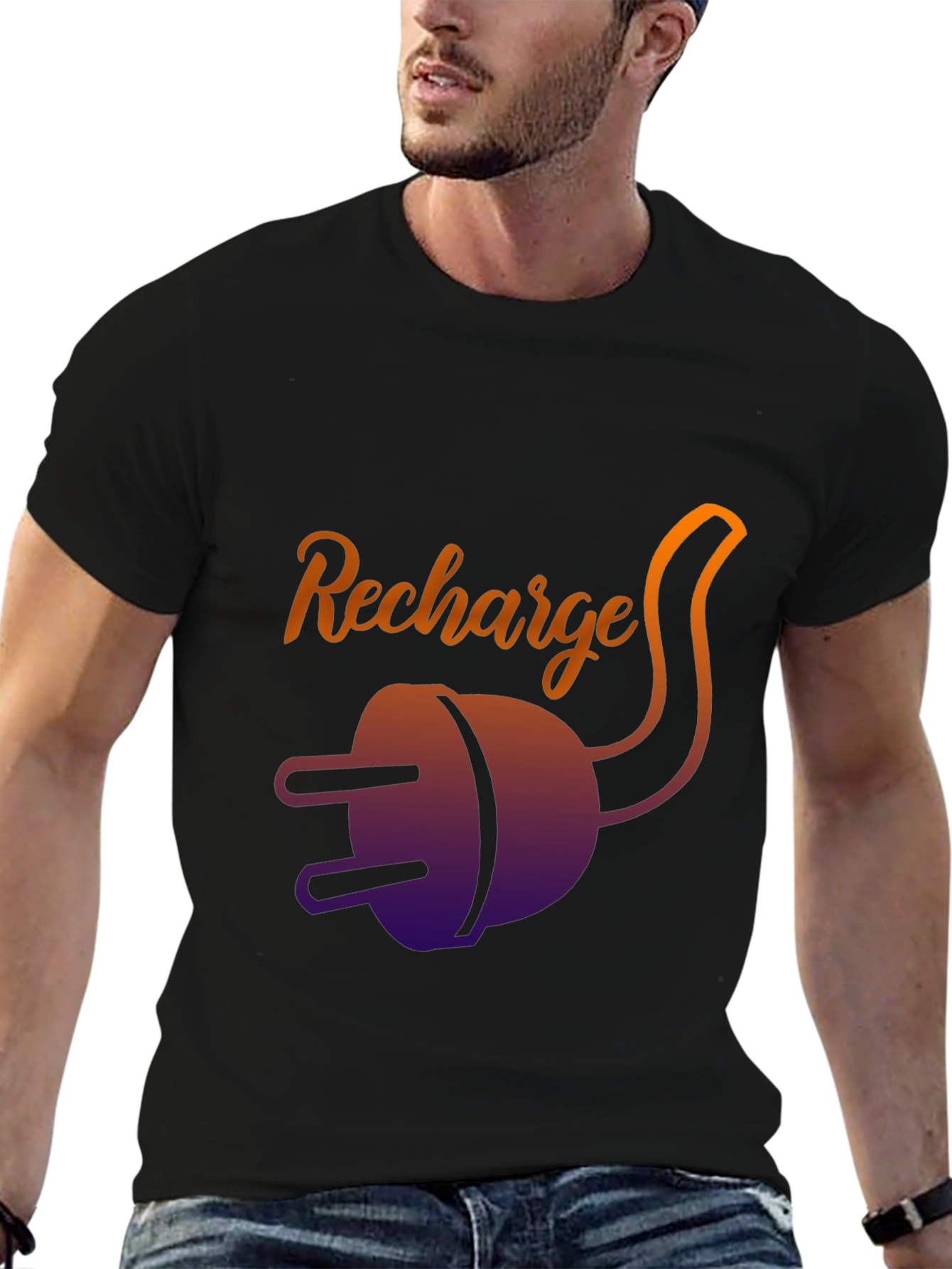 Recharge T-Shirt: Stylish Comfort in Black