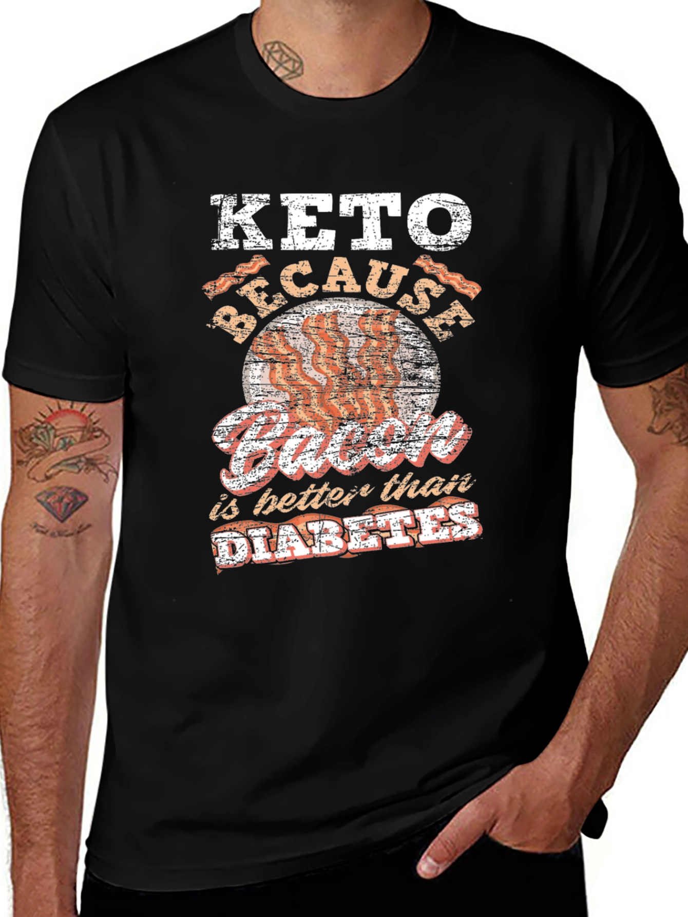 Keto Bacon Better Than Diabetes Graphic T-Shirt