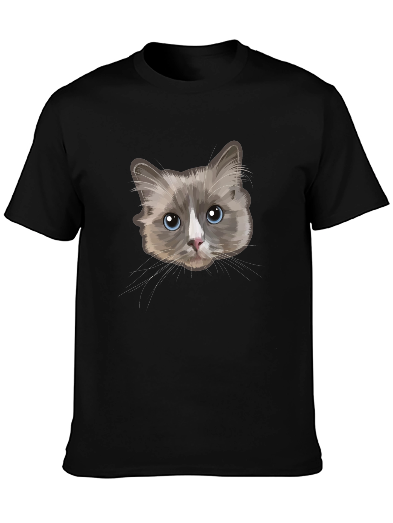 Cat Face Graphic T-Shirt - Unisex Black Tee
