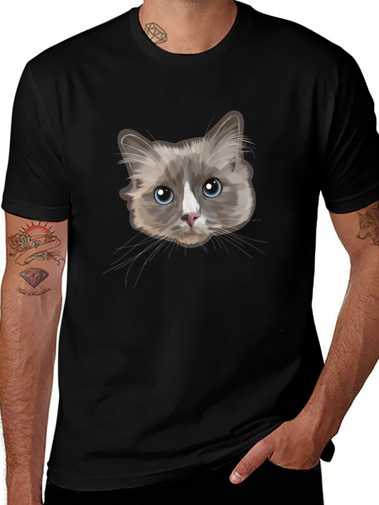 Cat Face Graphic T-Shirt - Unisex Black Tee