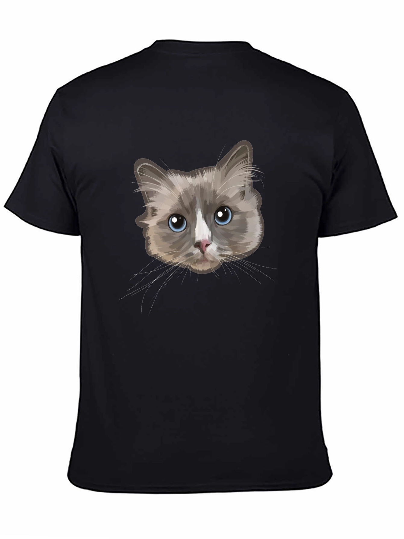 Cat Face Graphic T-Shirt - Unisex Black Tee