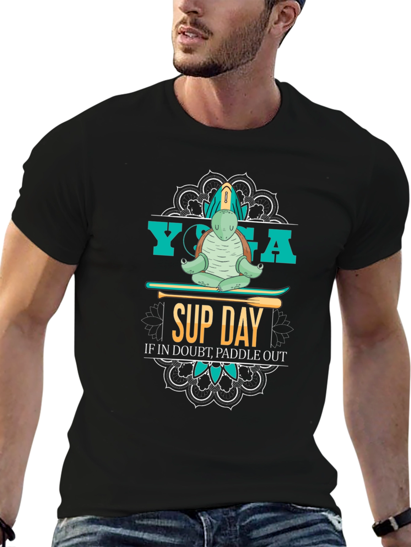 Yoga Sup Day Turtle Graphic T-Shirt