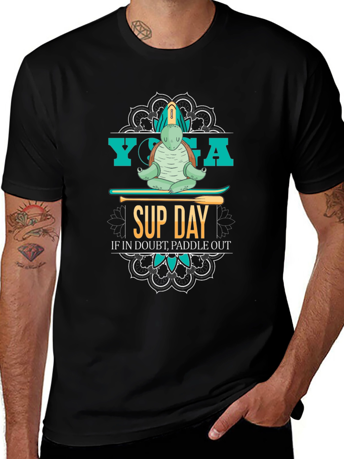 Yoga Sup Day Turtle Graphic T-Shirt