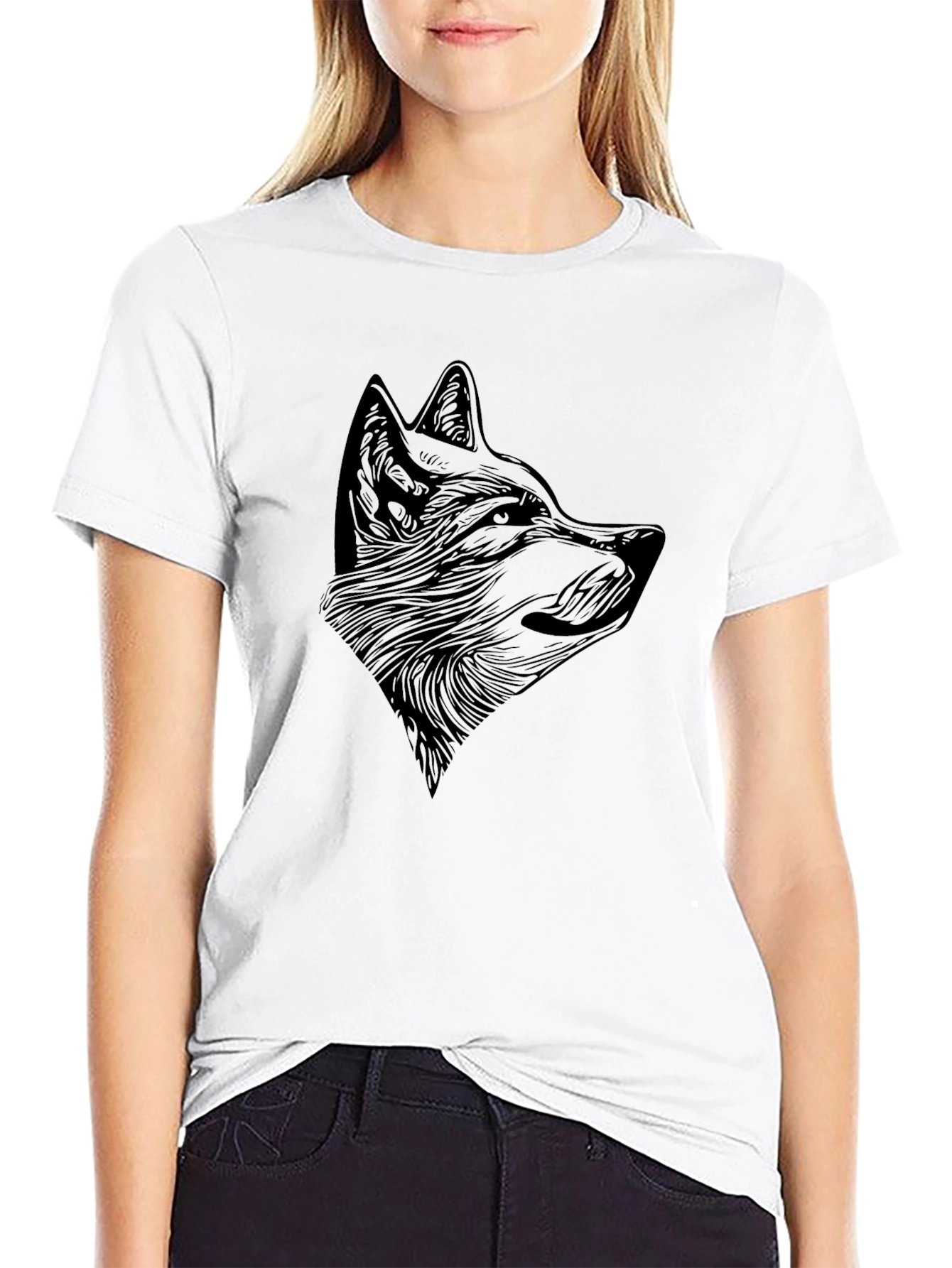 Mens Black Wolf Graphic T-Shirt