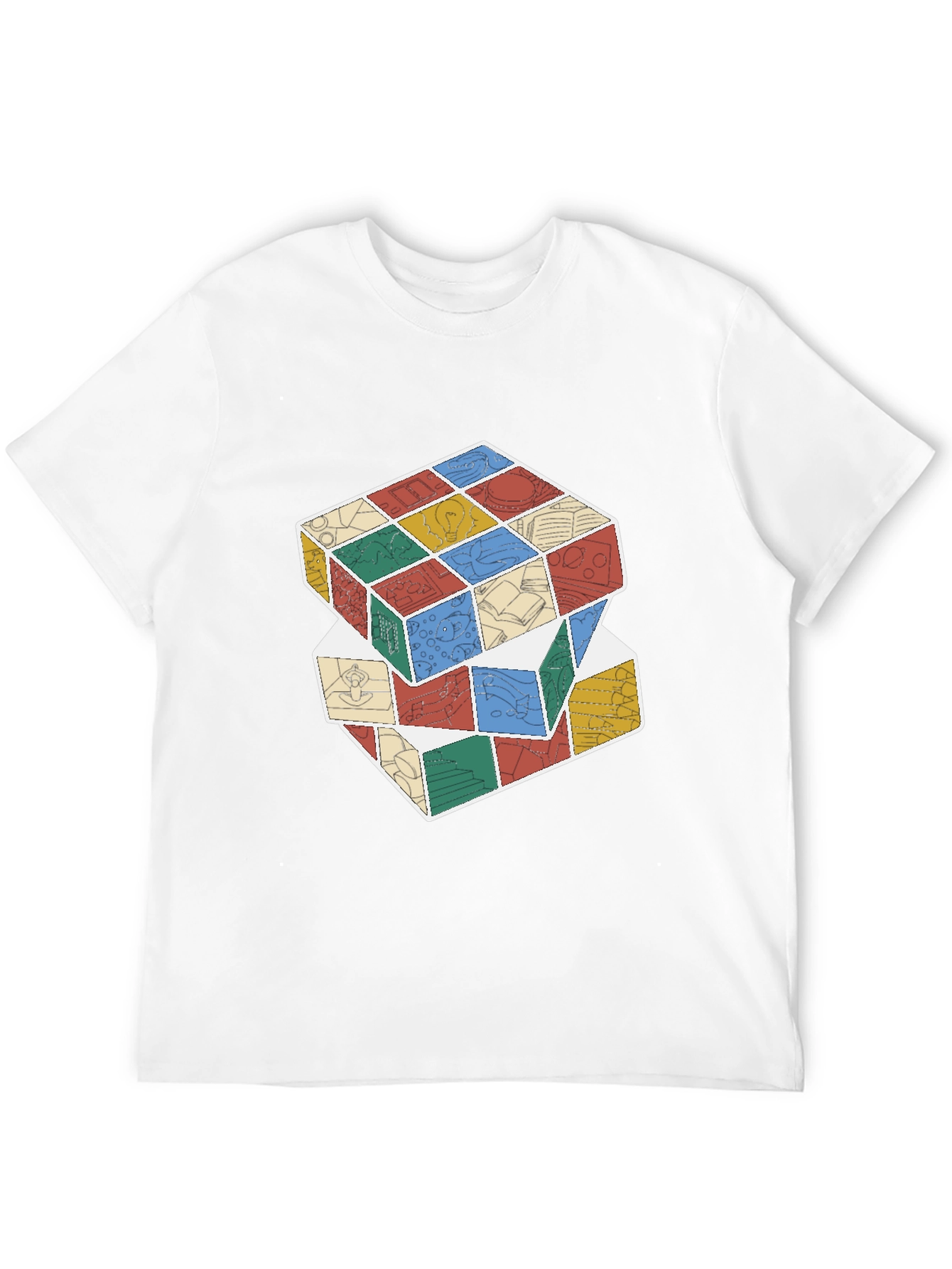 Stacked Cube Design Black T-Shirt