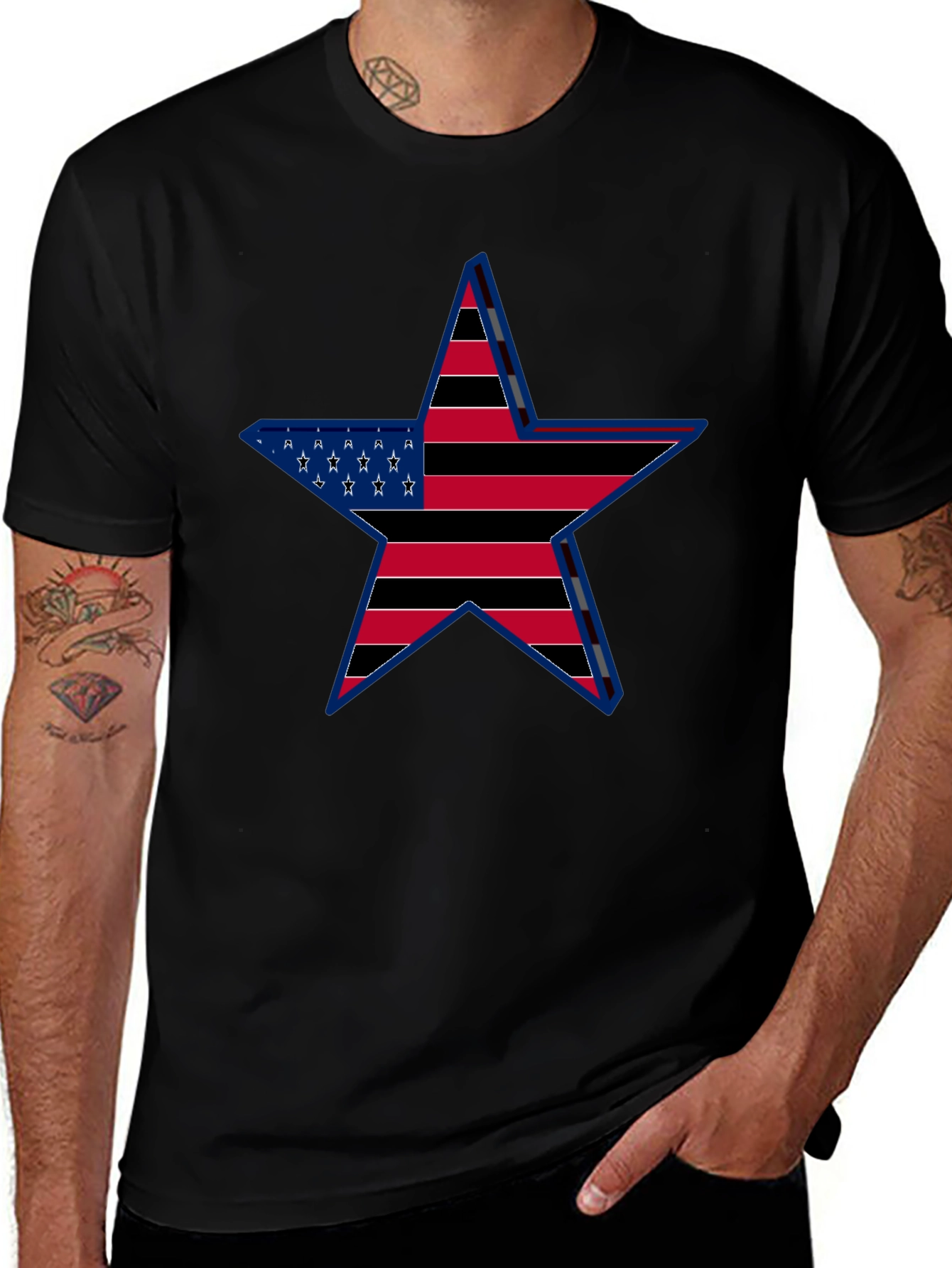 American Flag Star Graphic T-Shirt