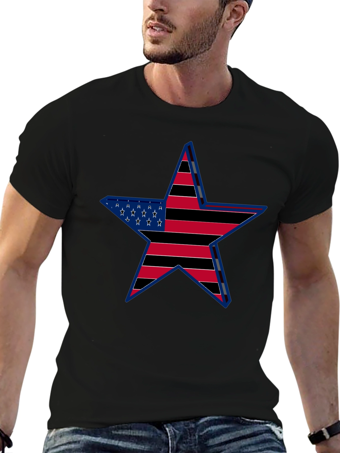 American Flag Star Graphic T-Shirt