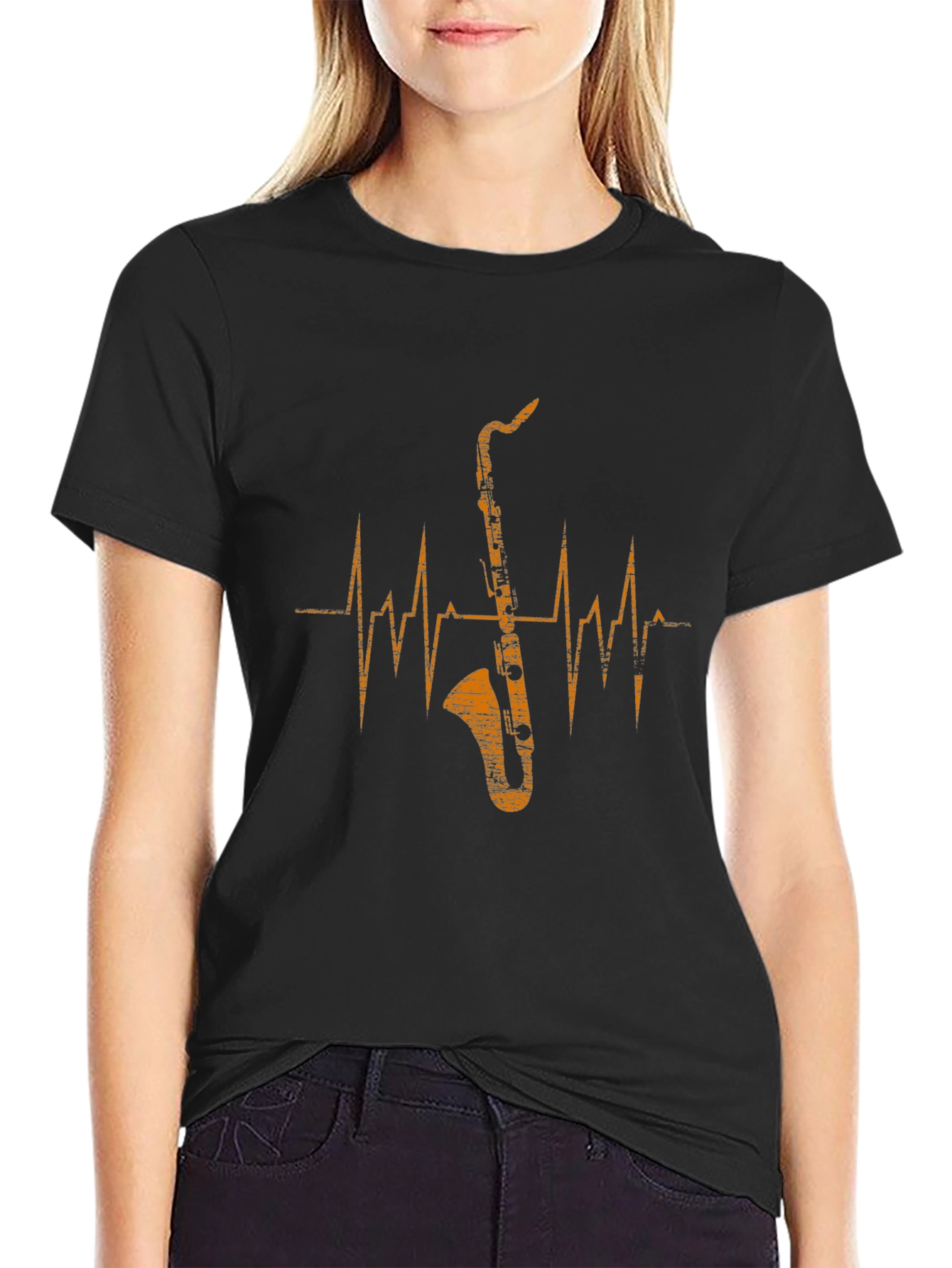 Saxophone Heartbeat Graphic Tee