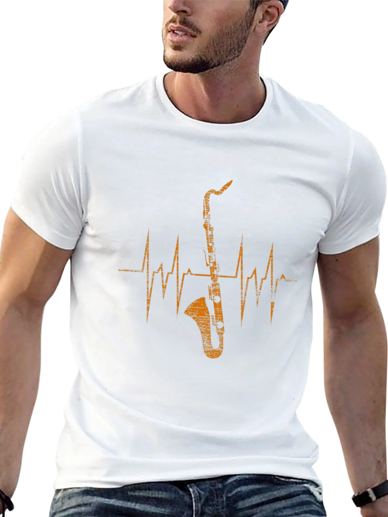 Saxophone Heartbeat Graphic Tee