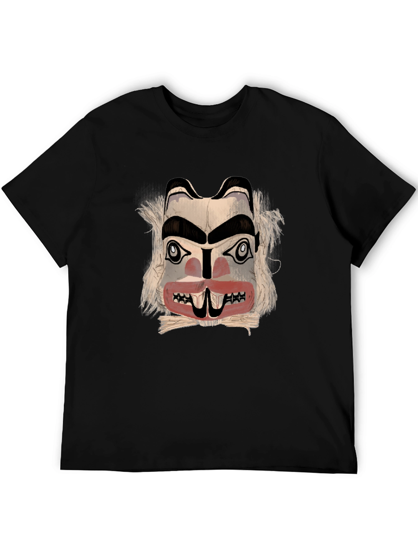 Graphic Tee: Native American Mask Design - Black