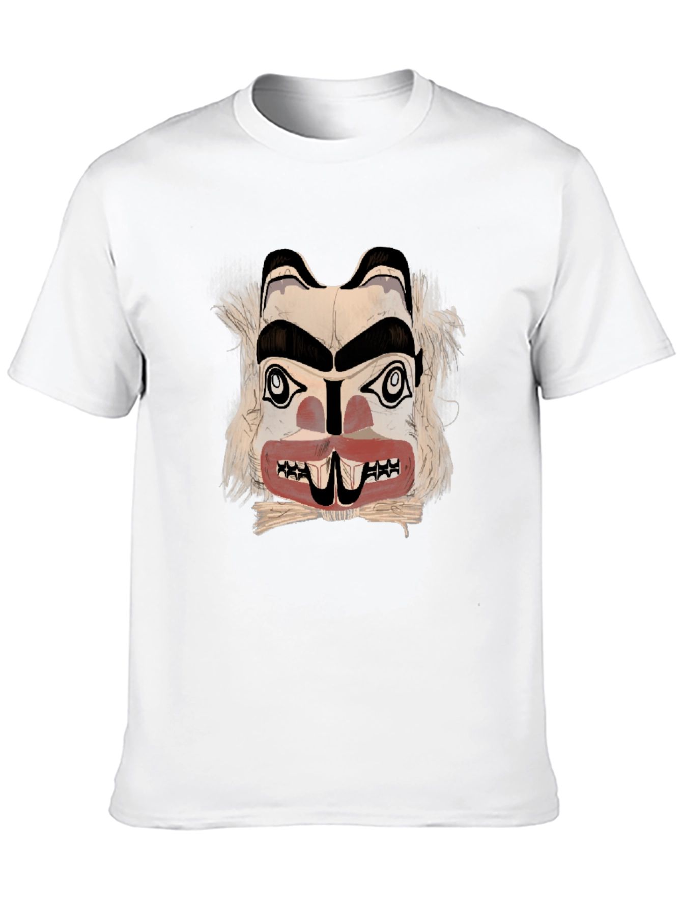 Graphic Tee: Native American Mask Design - Black