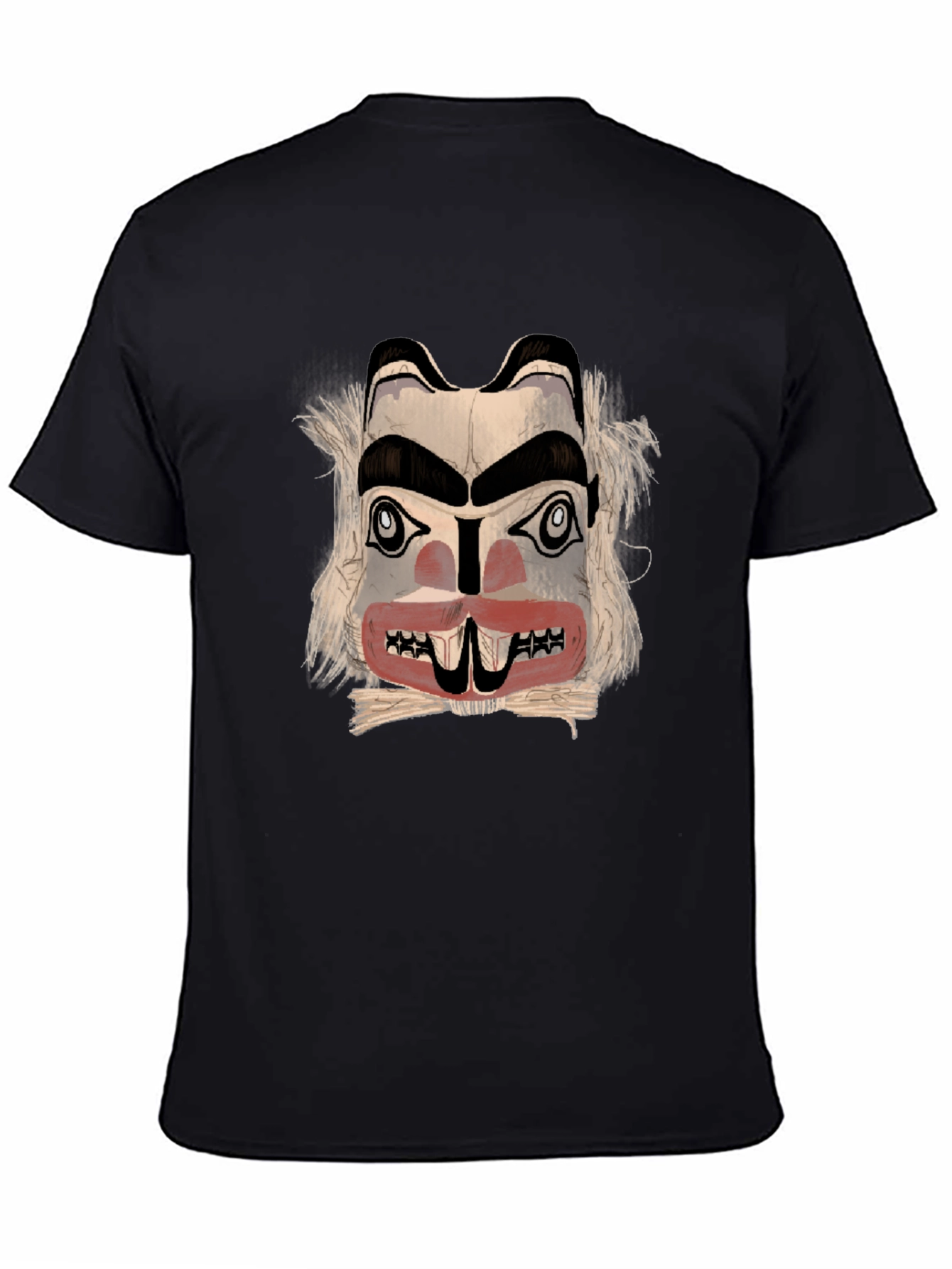Graphic Tee: Native American Mask Design - Black