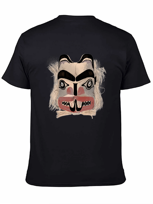Graphic Tee: Native American Mask Design - Black