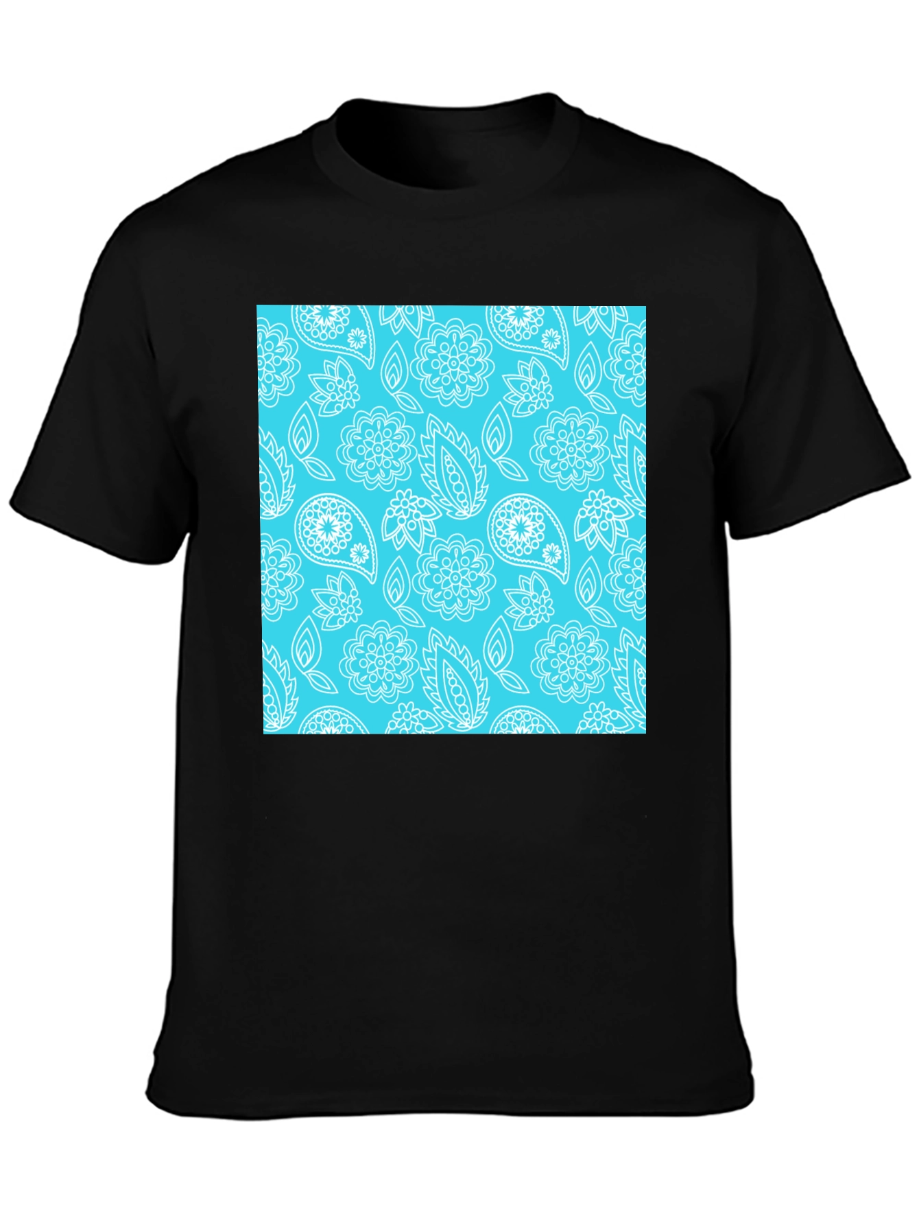 Trendy Paisley Pattern T-Shirt - Stylish Black Tee