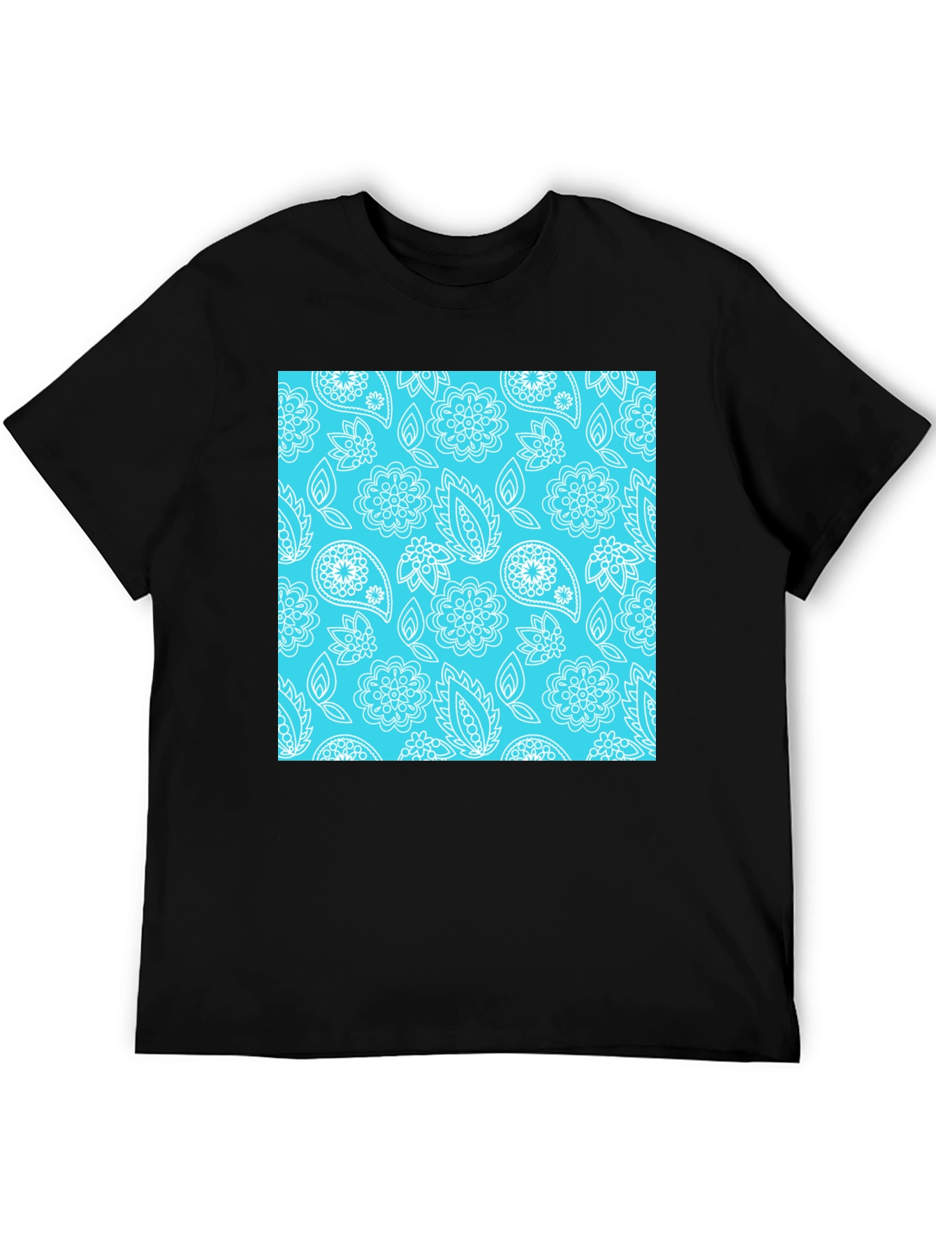 Trendy Paisley Pattern T-Shirt - Stylish Black Tee