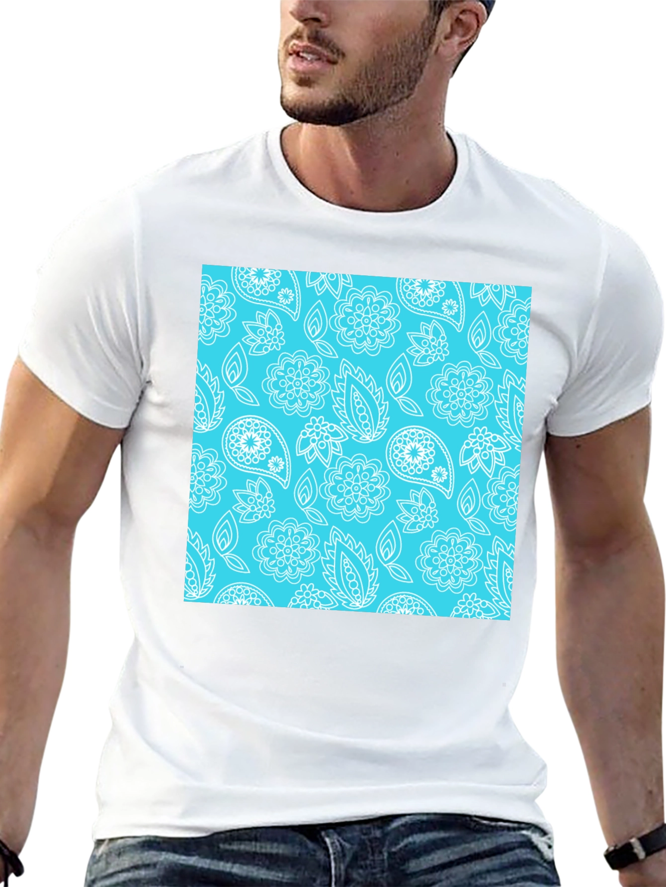 Trendy Paisley Pattern T-Shirt - Stylish Black Tee