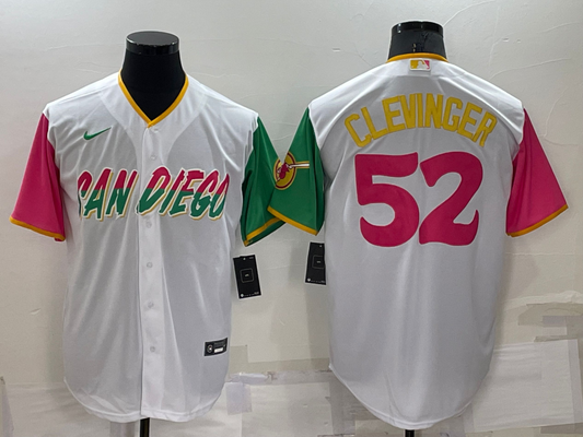 Men's San Diego Padres Mike Clevinger #52 White Stitched Jerseys