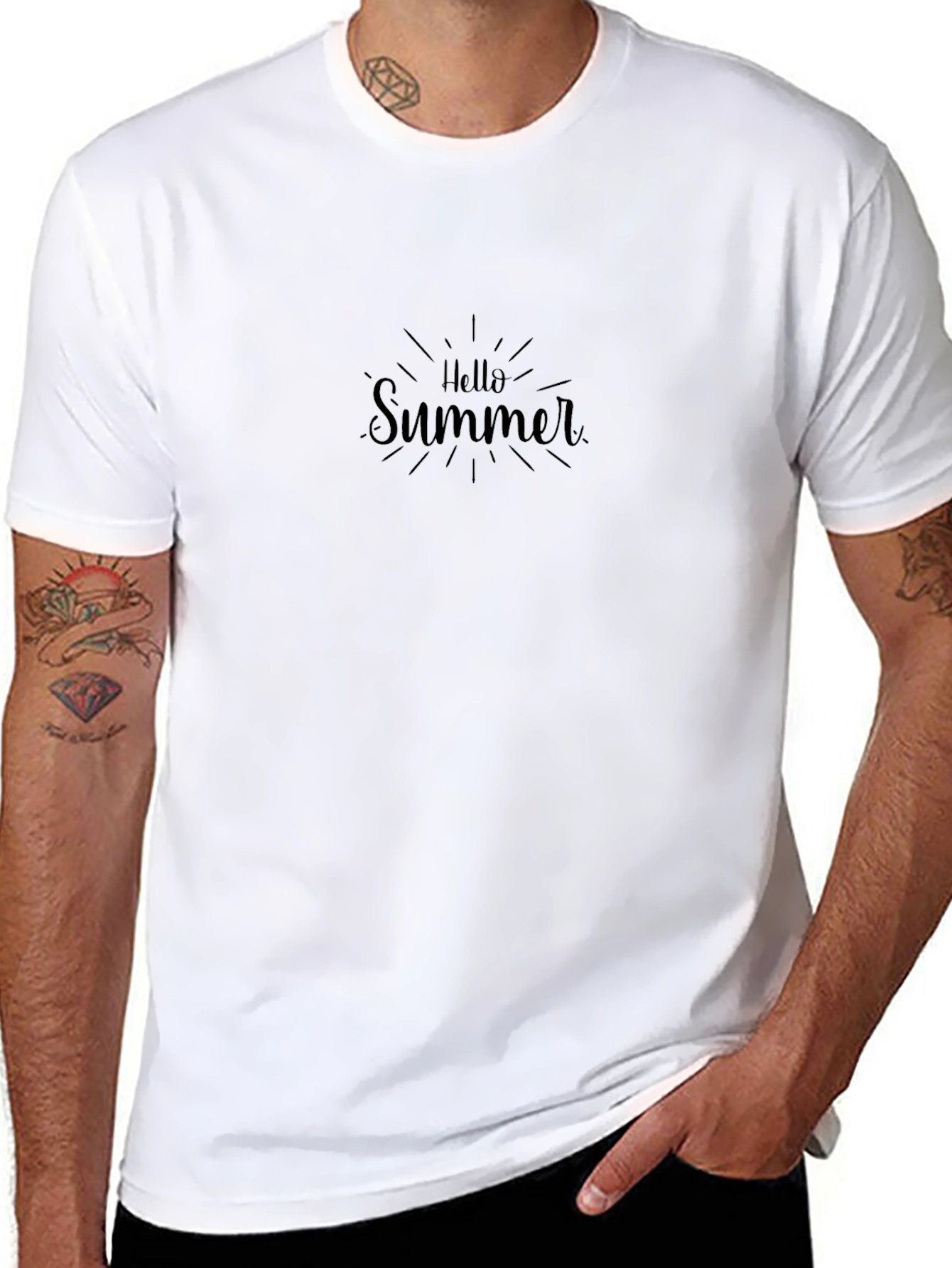 Hello Summer Black Graphic Tee - Casual Cotton T-Shirt