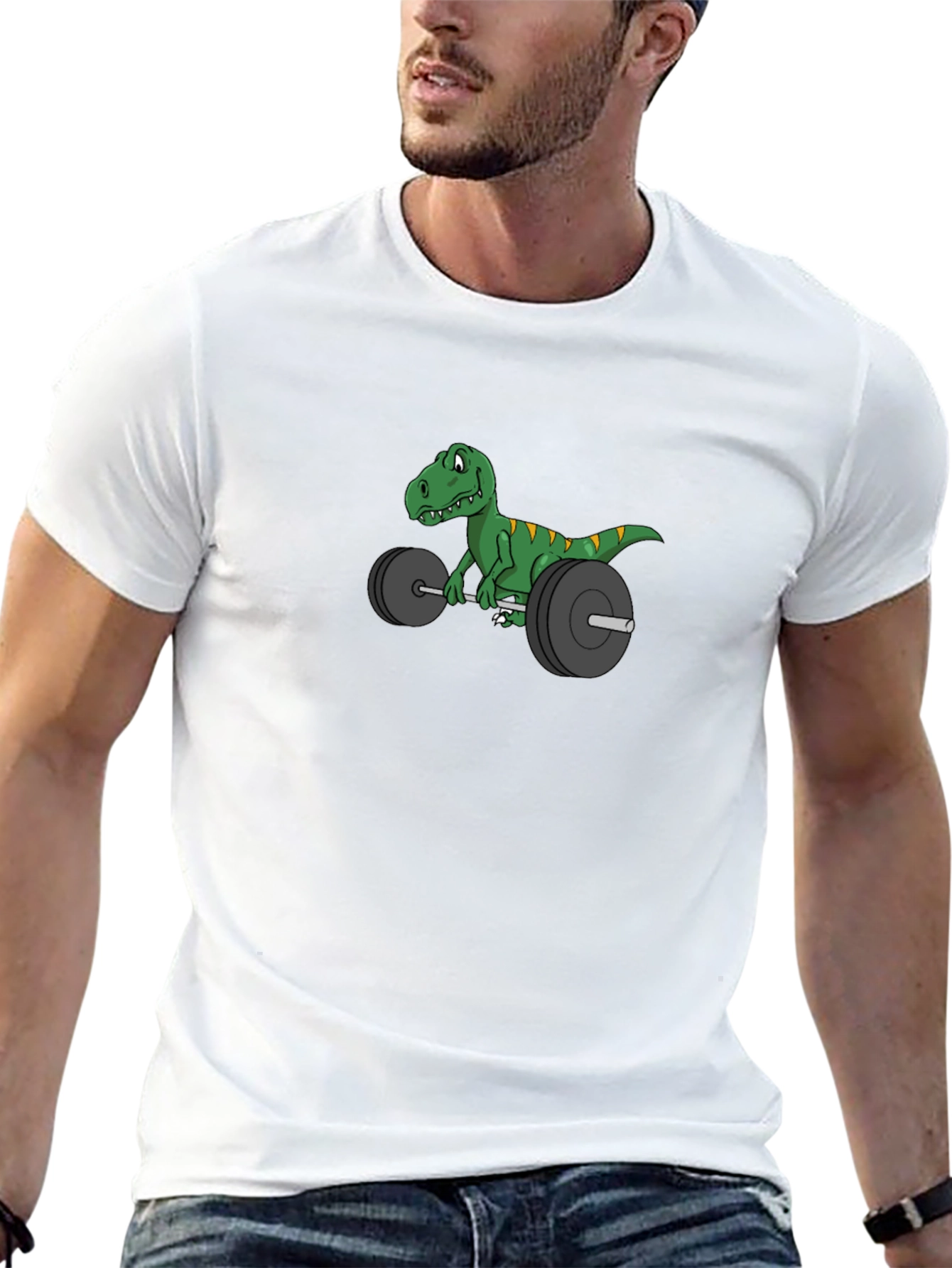 Dino Weightlifter T-Shirt - Funny Gym Tee