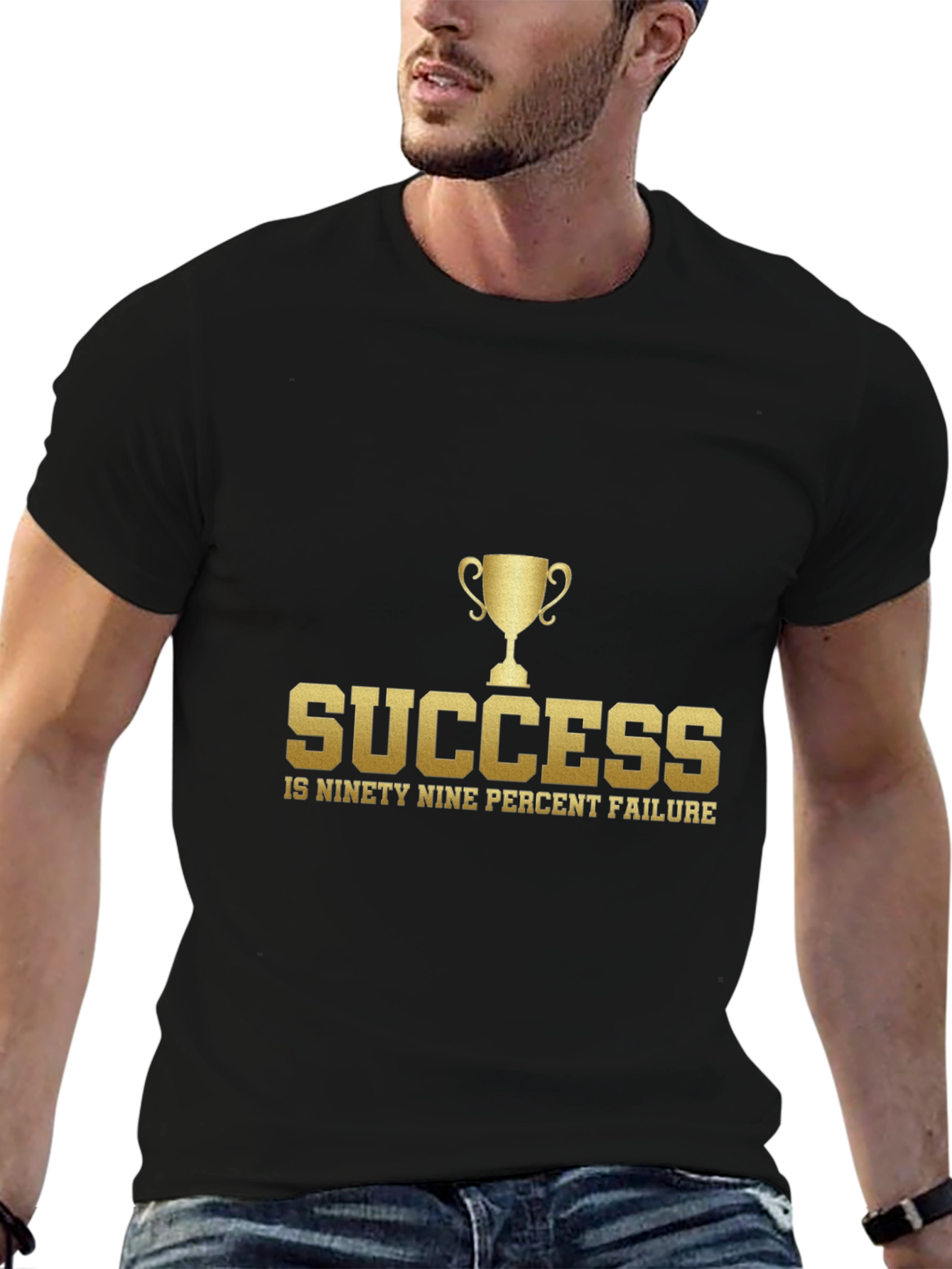 Success Quote Graphic Tee - Black Cotton Blend